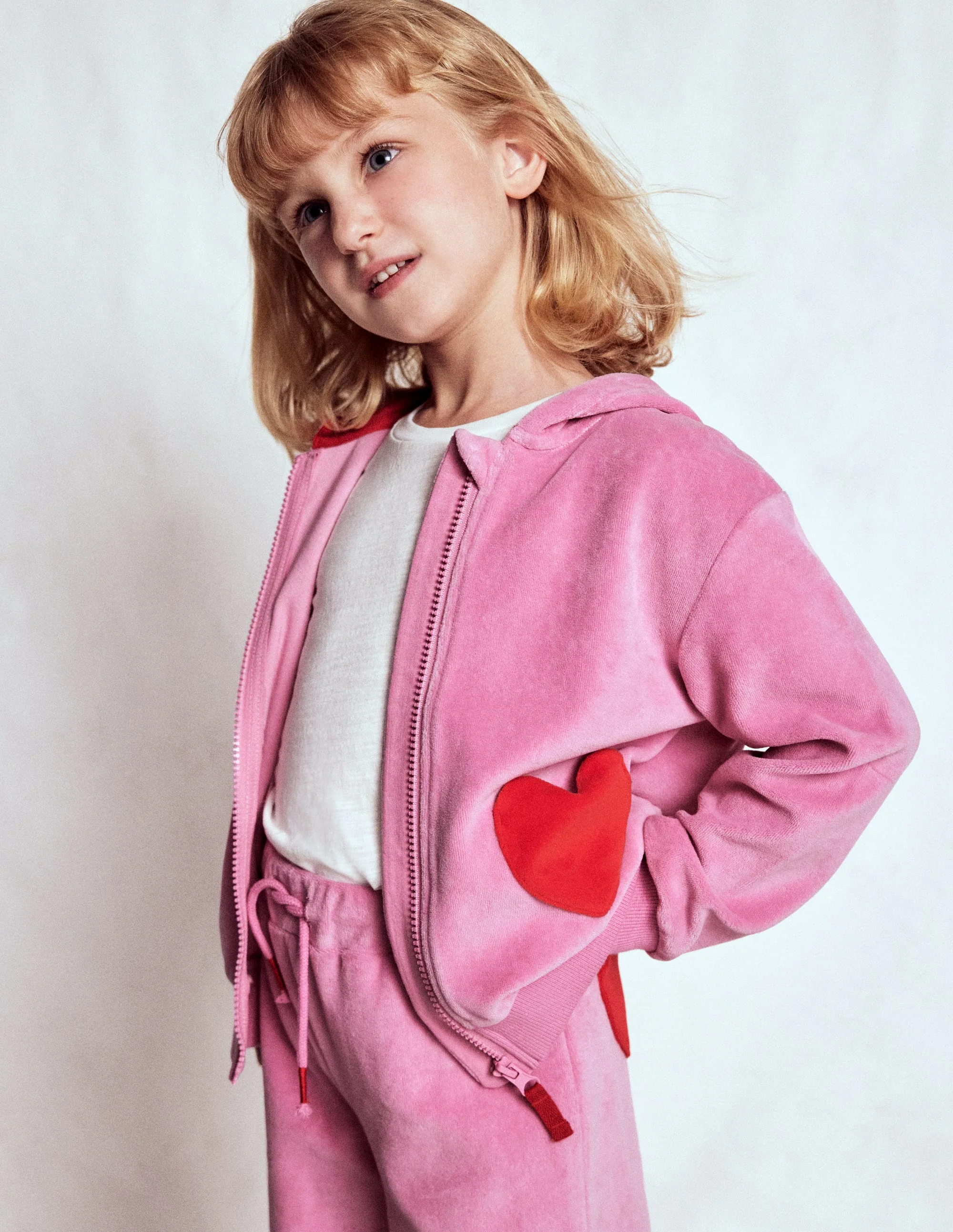 Kapuzenpullover aus Velours-Kirschblütenrosa - Image 3