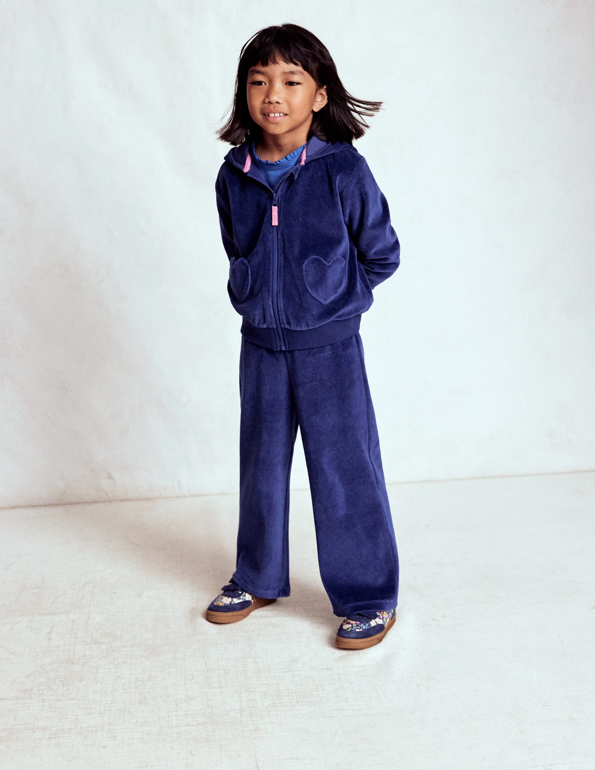 Kapuzenpullover aus Velours-Steuerbordblau - Image 5