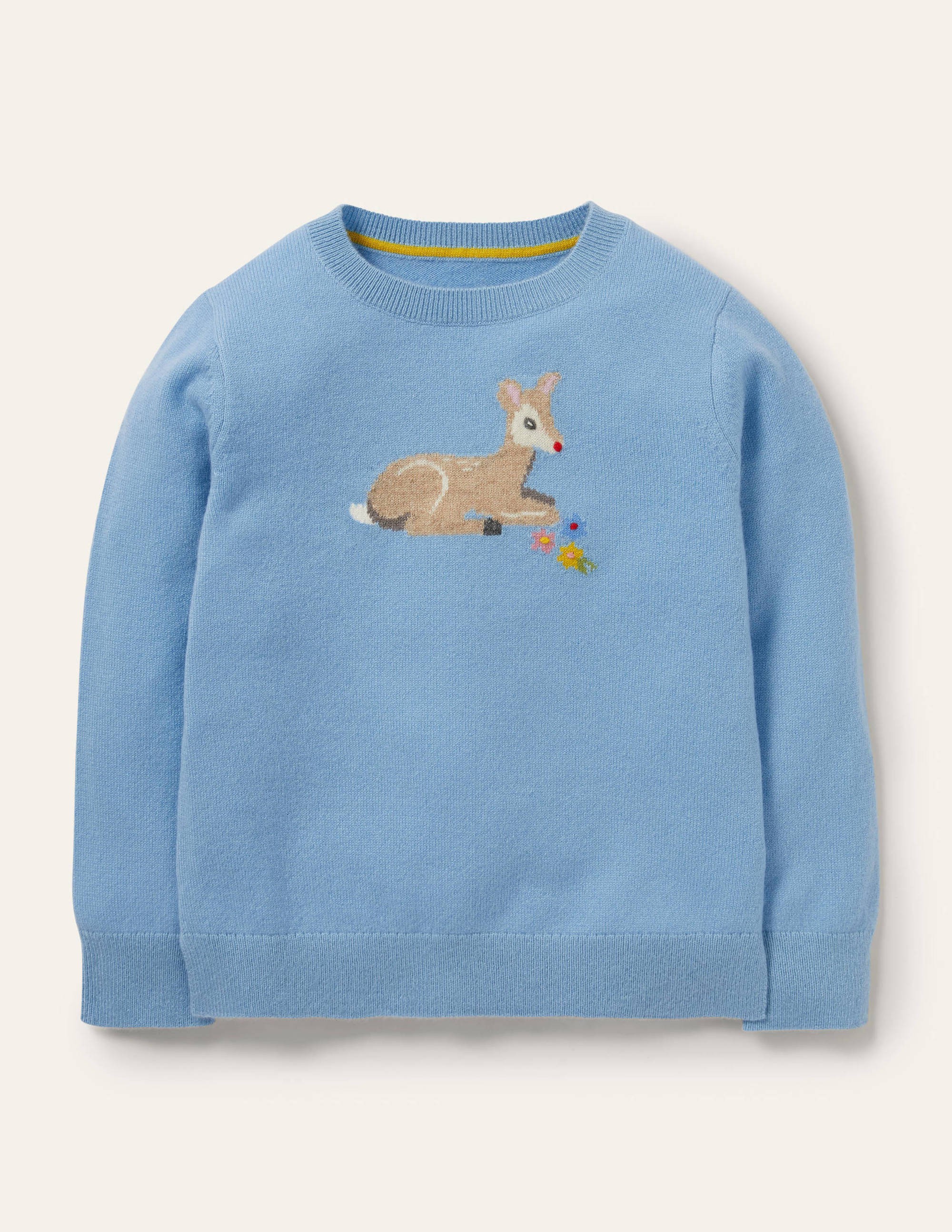 Kaschmirpullover mit Motiv-Surfbrett-Blau Meliert, Reh