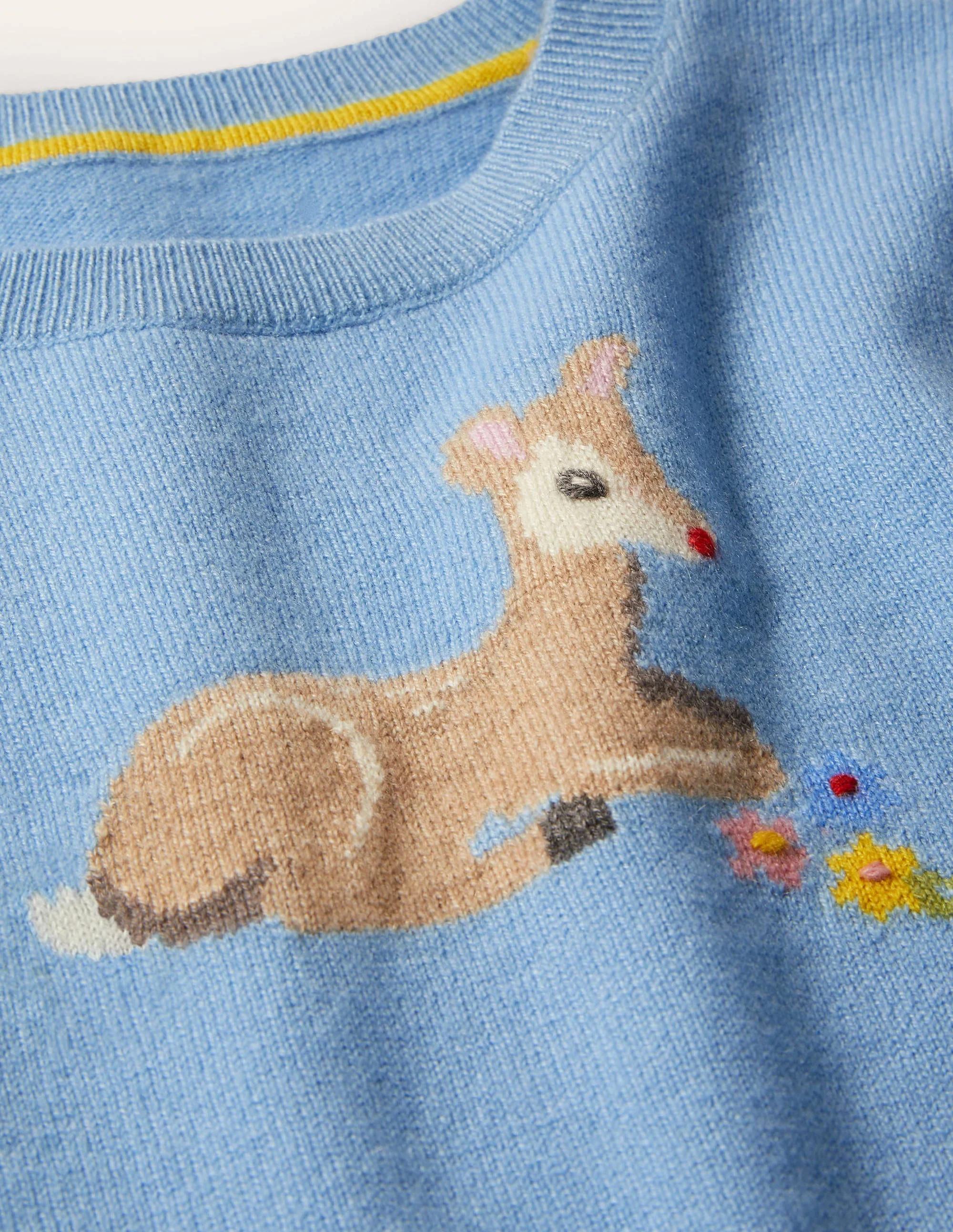 Kaschmirpullover mit Motiv-Surfbrett-Blau Meliert, Reh - Image 3