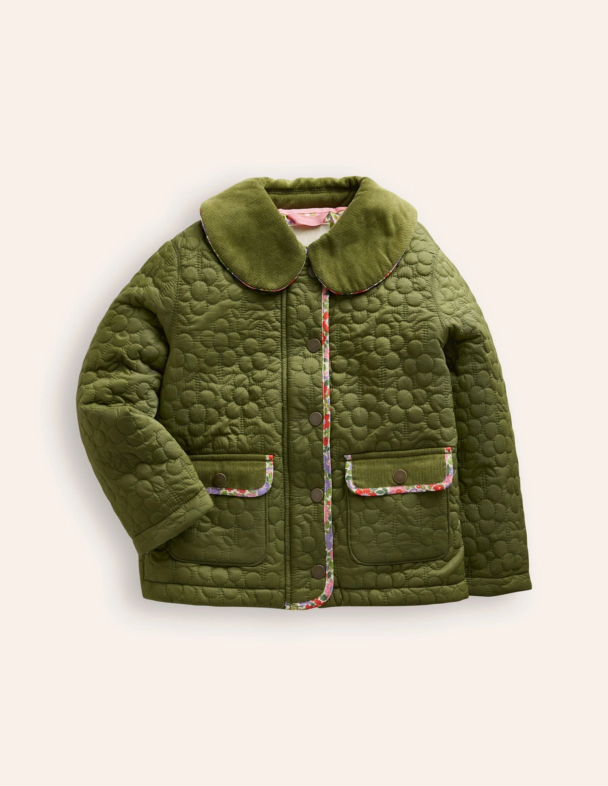 Klassische Steppjacke-Wald Moosgrün