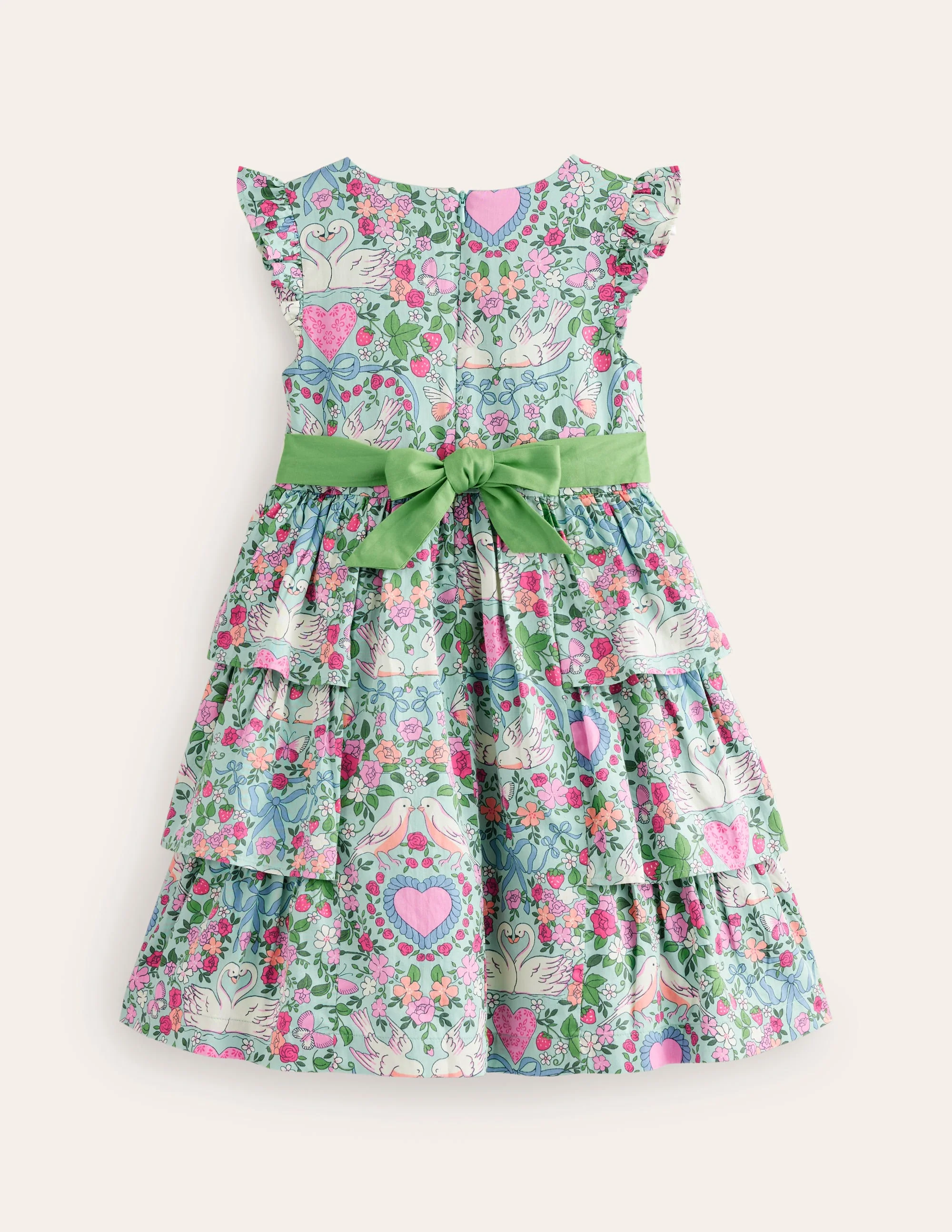 Klassisches Partykleid-Grün Liebe Vögel - Image 2