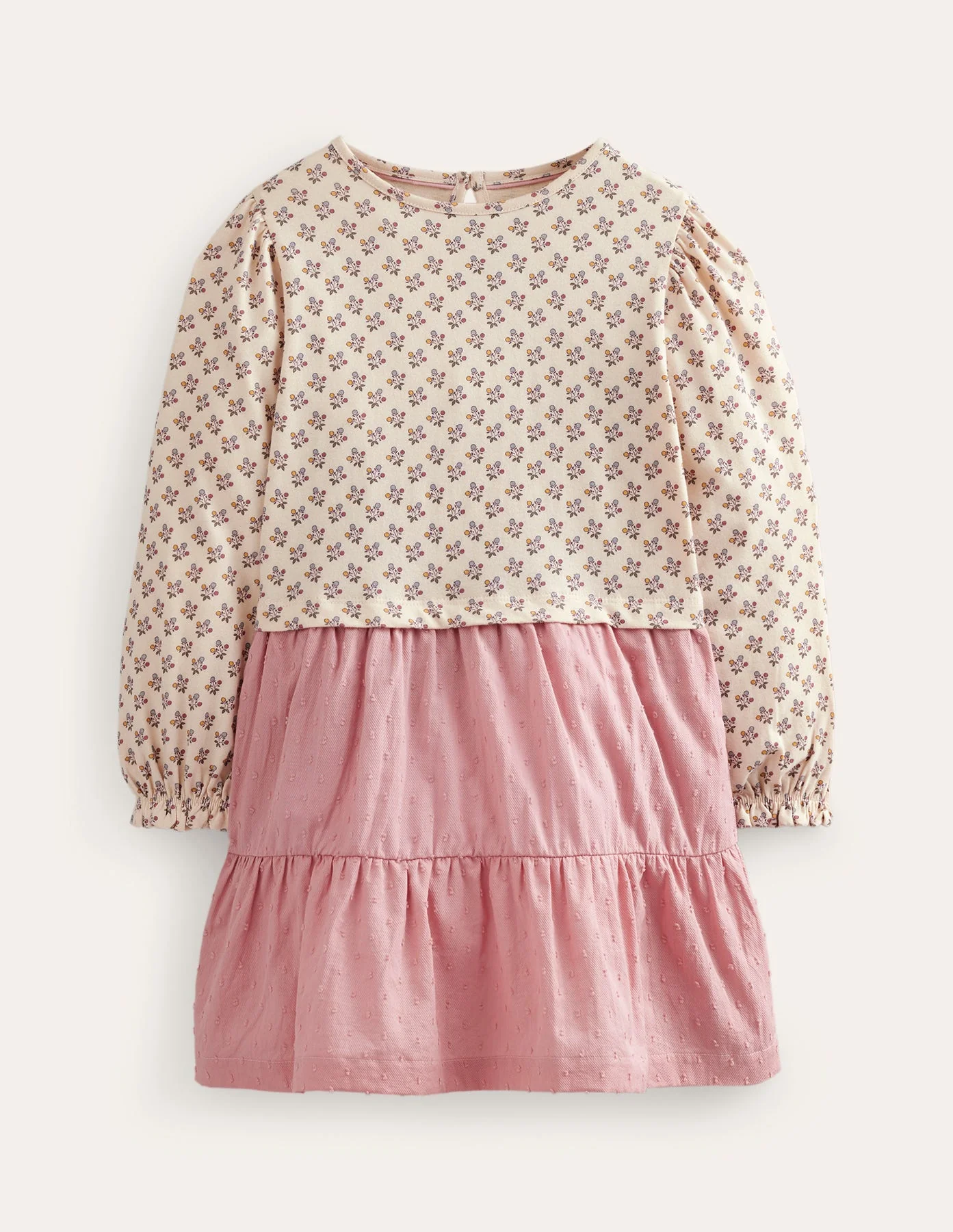 Kleid aus gewebtem Jersey-Mix-Mandelrosa