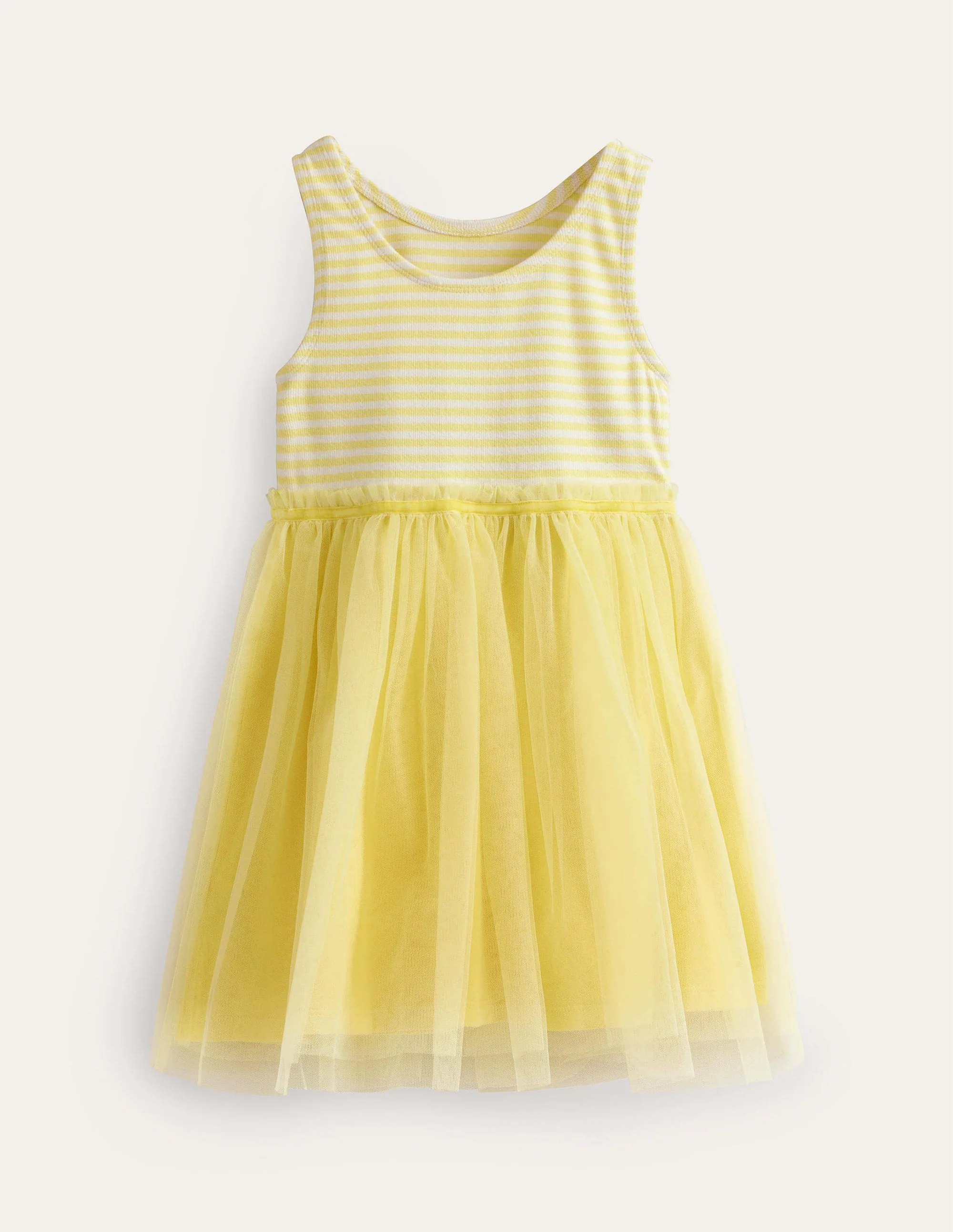 Kleid aus Jersey-Tüll-Mix-Frühlingsgelb / Naturweiß Streifen - Image 2