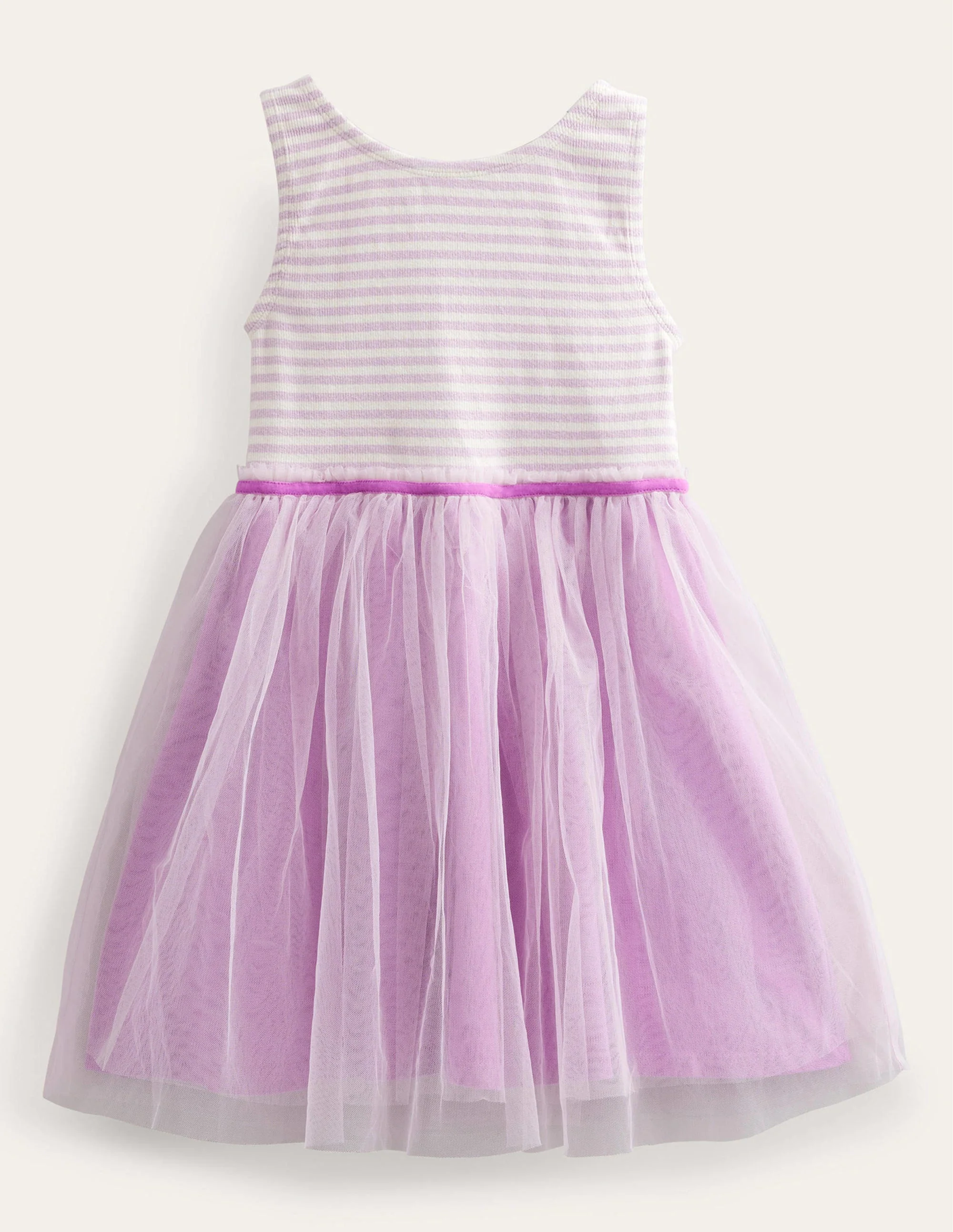 Kleid aus Jersey-Tüll-Mix-Hellviolett