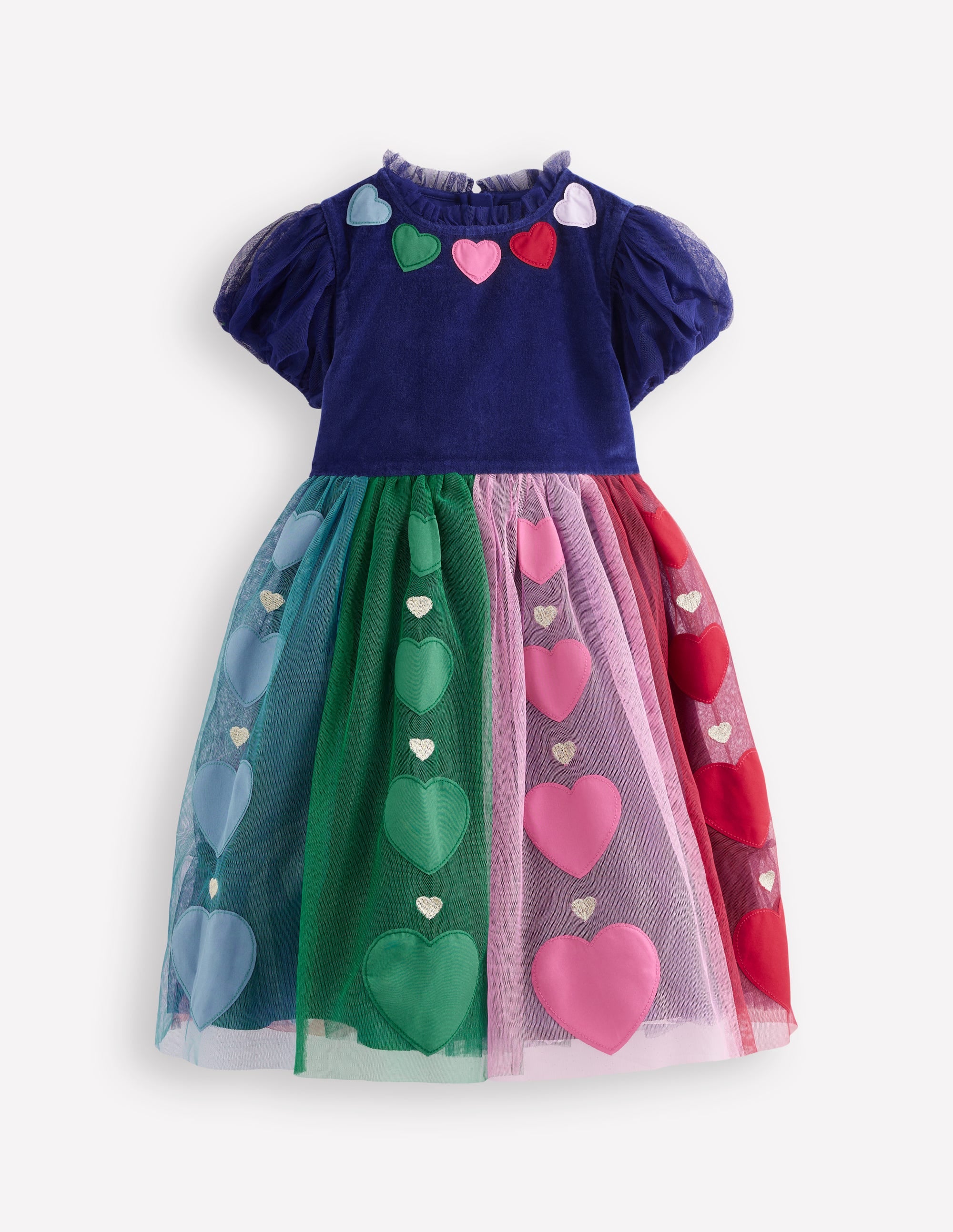 Kleid aus Samt und Tüll für besondere Anlässe-Schuluniform-Marineblau Herzen