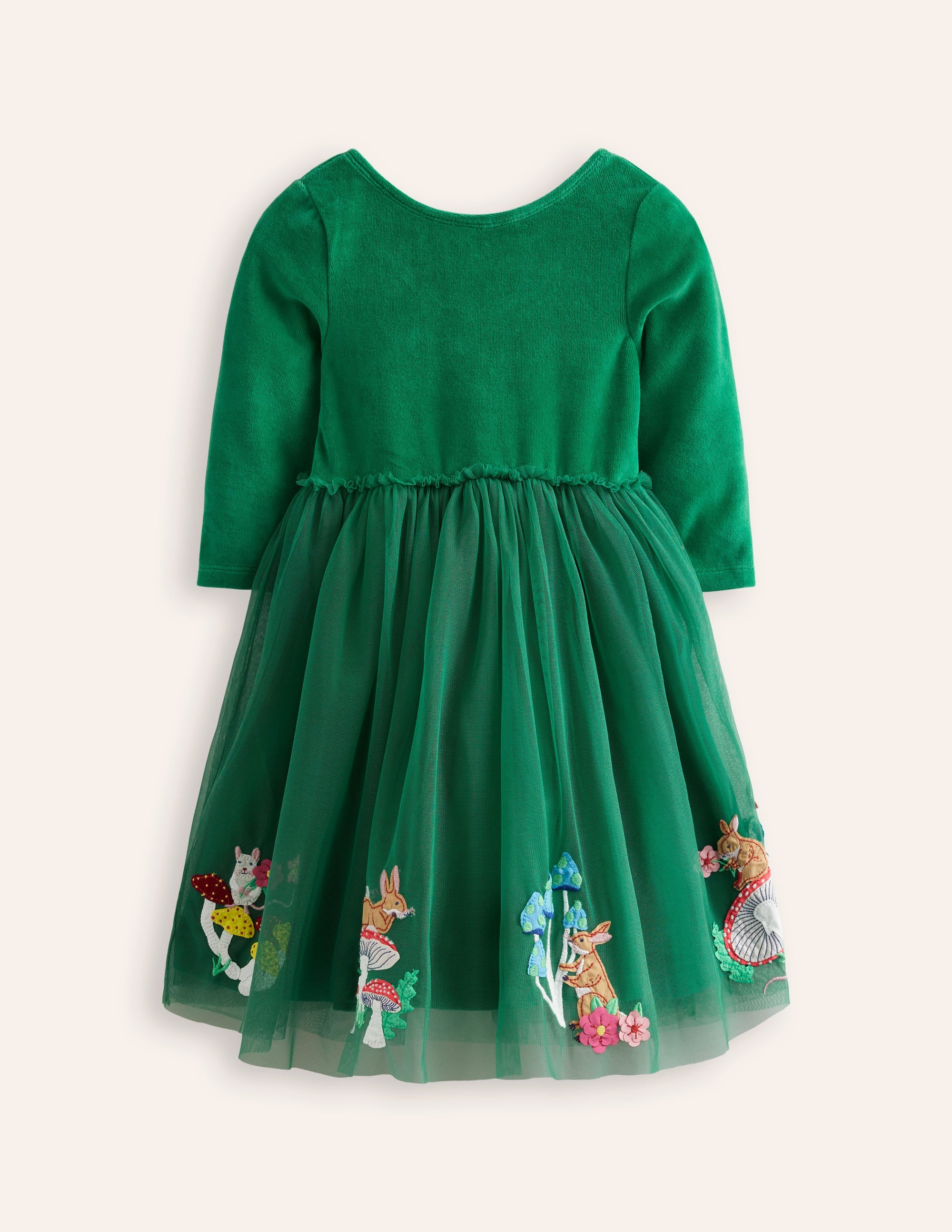 Kleid aus Samt und Tüll mit Applikationen-Juwelengrün Wald Tiere - Image 2