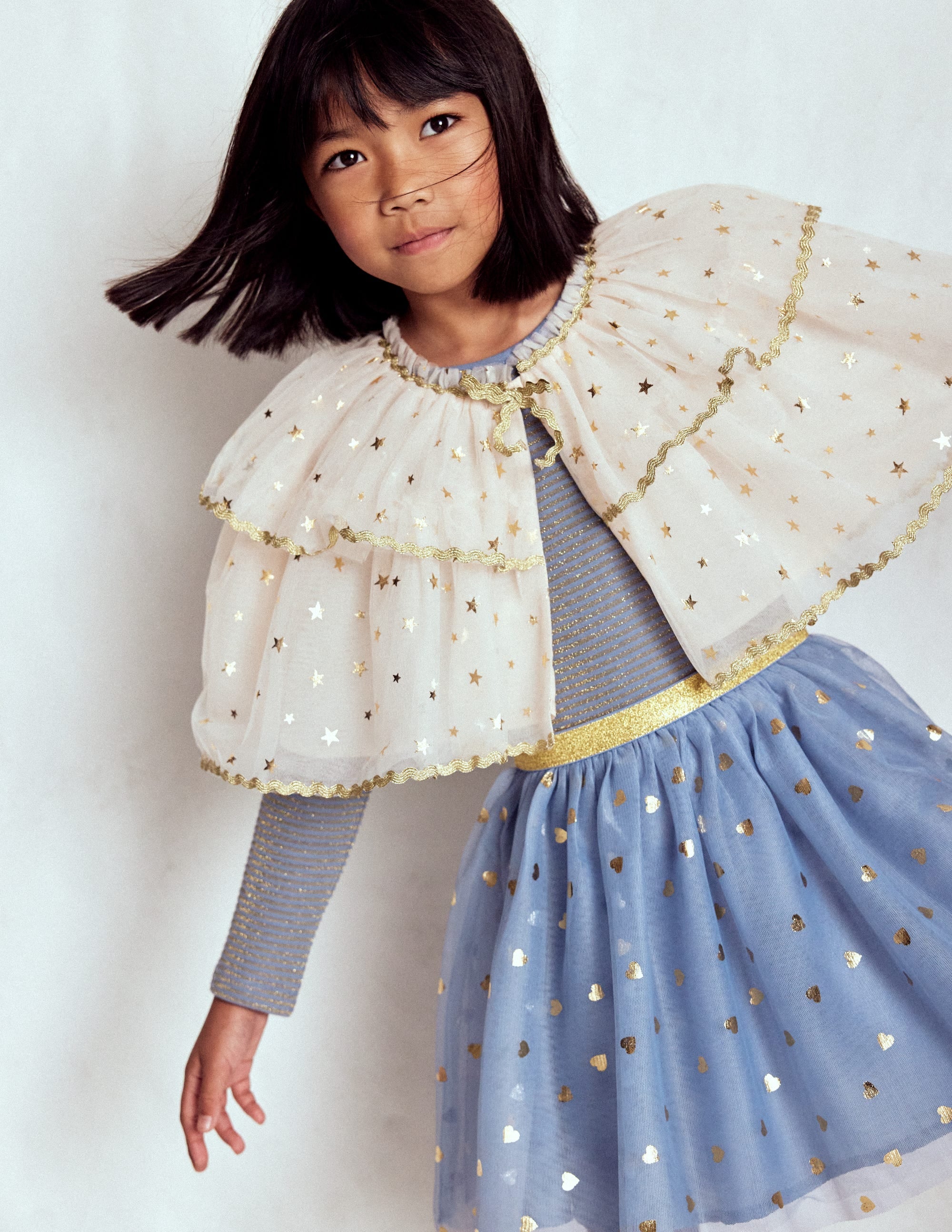 Kleid aus Tüll-Mix zum Herumwirbeln-Elektrisierendes Blau/Gold Konfetti - Image 3