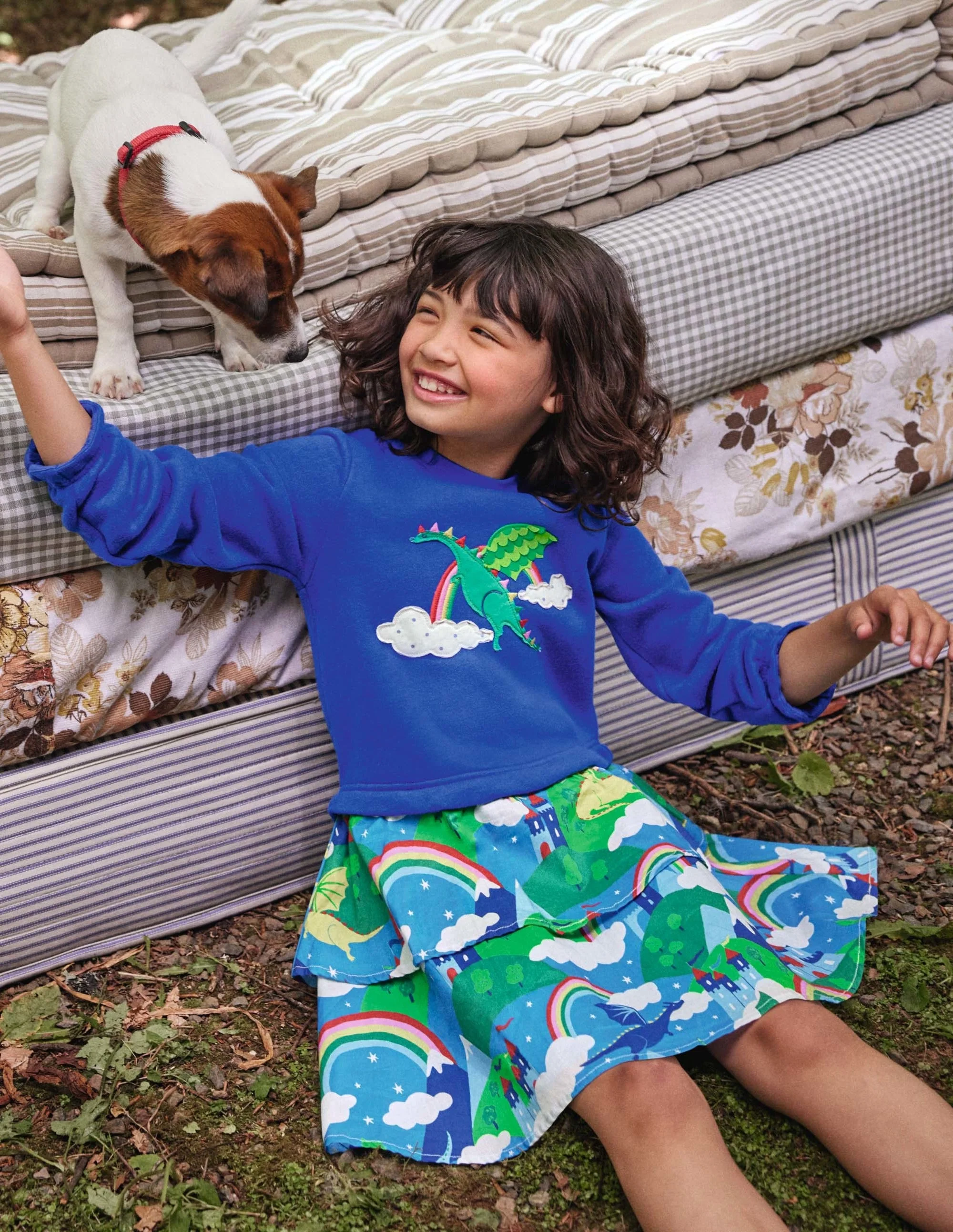 Kleid mit Applikationen und Mustermix-Bunt, Drachen/Himmel - Image 4