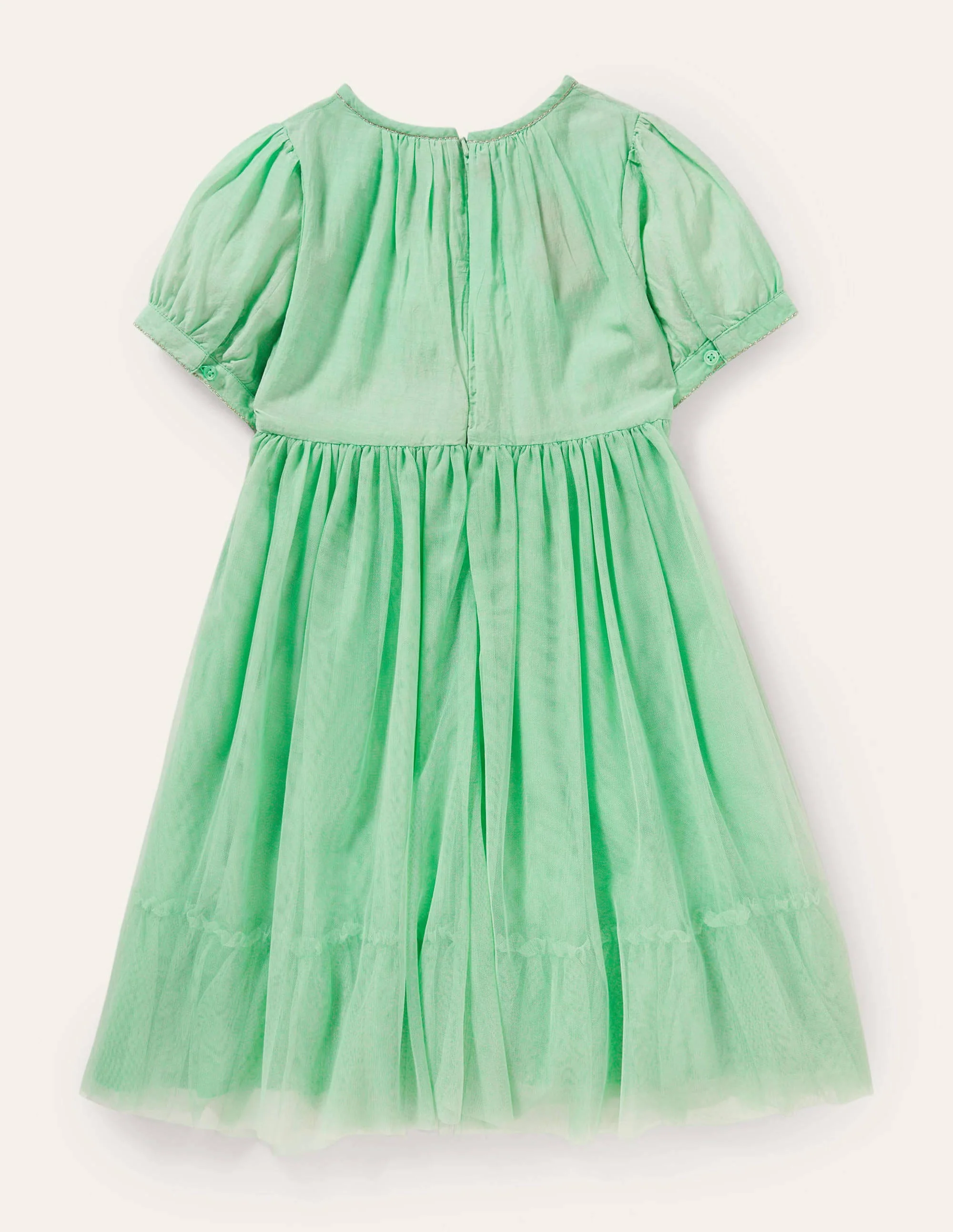 Kleid mit Blumenapplikation-Brunnengrün - Image 2