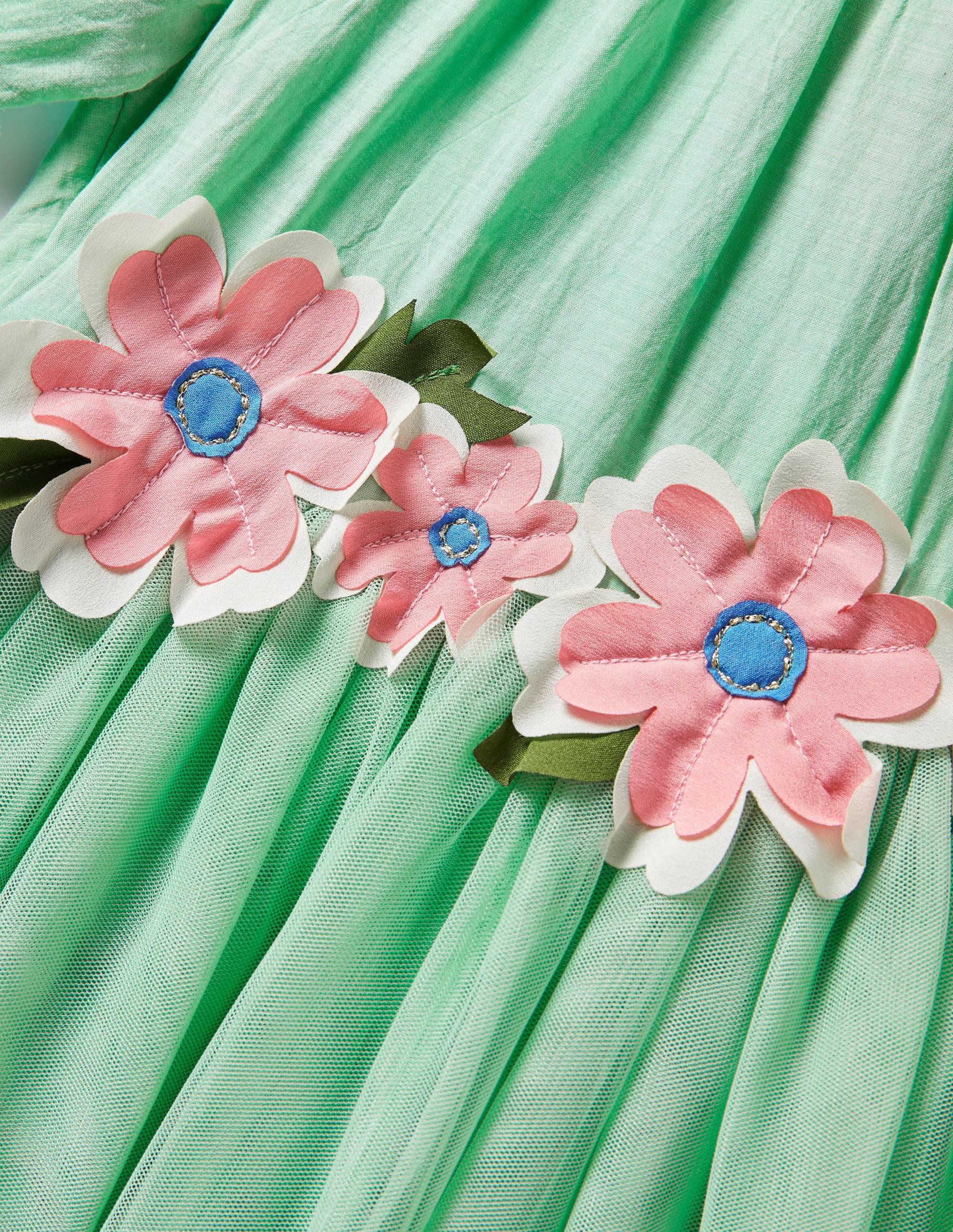 Kleid mit Blumenapplikation-Brunnengrün - Image 3