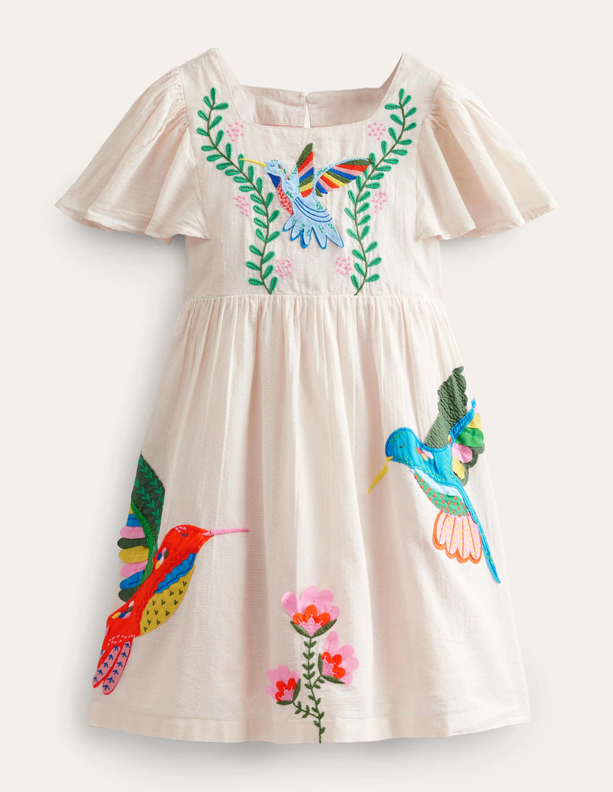 Kleid mit Flatterärmeln und Applikation-Vanilleschote