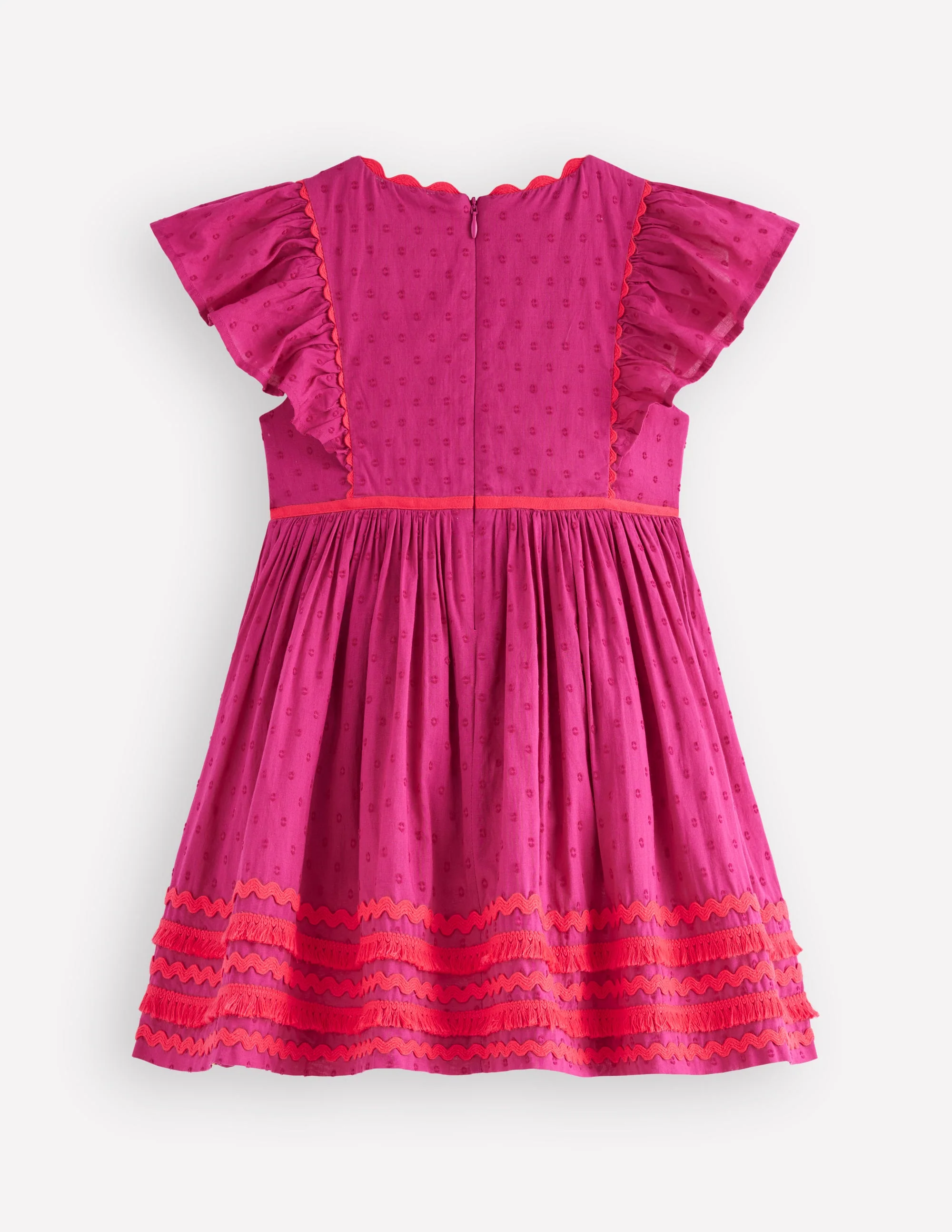 Kleid mit Flatterärmeln und Zackenlitze-Hellrosa - Image 3