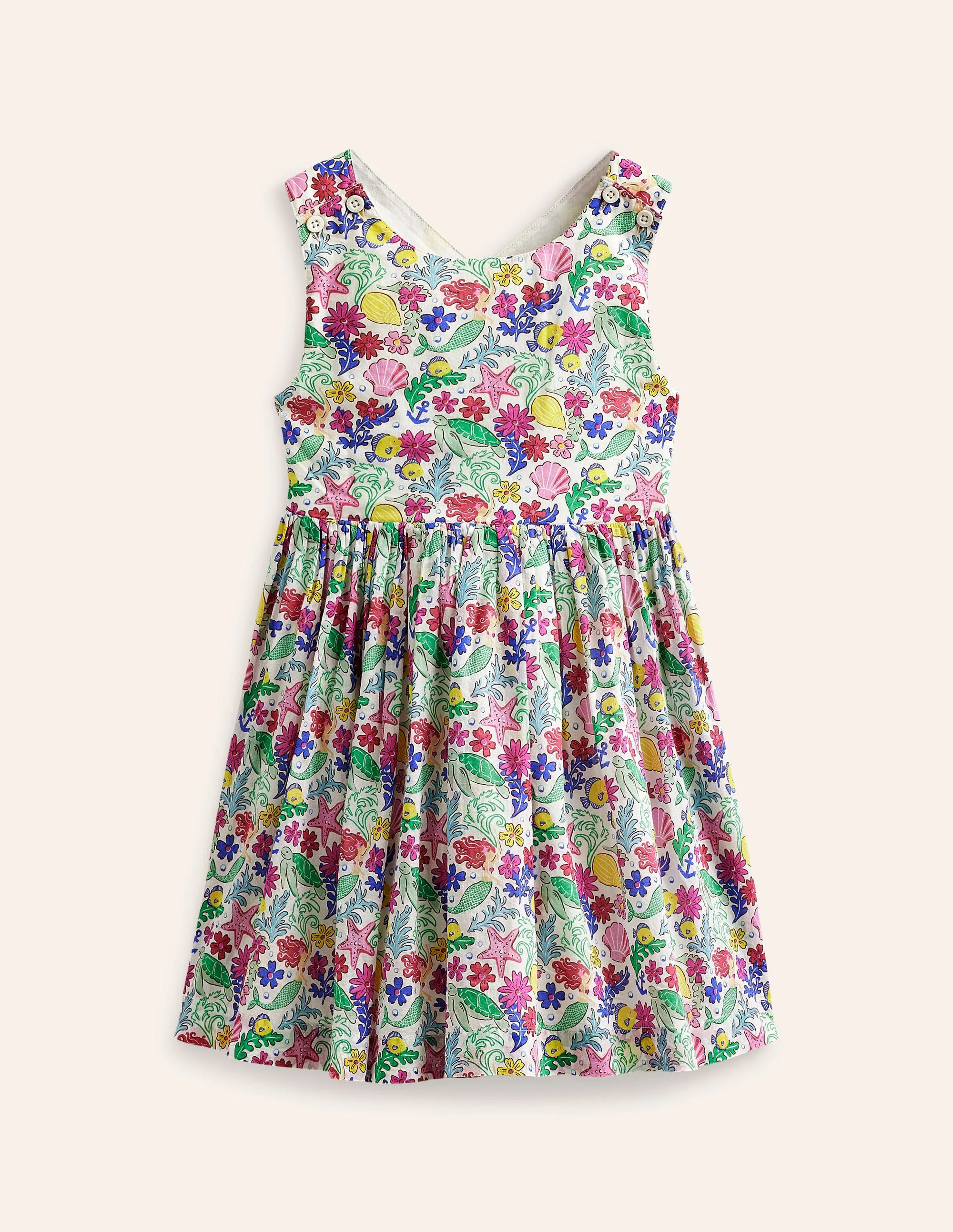 Kleid mit gekreuzten Rückenträgern-Bunt Meerjungfrau Verspielt