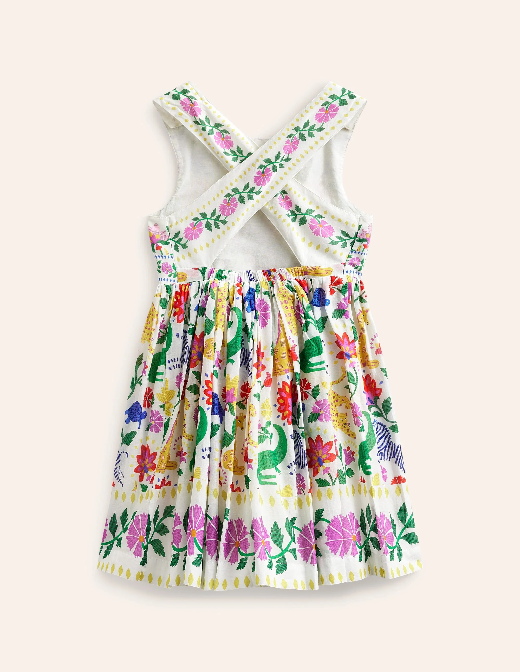 Kleid mit gekreuzten Rückenträgern-Bunt Safari Blumenmuster - Image 2