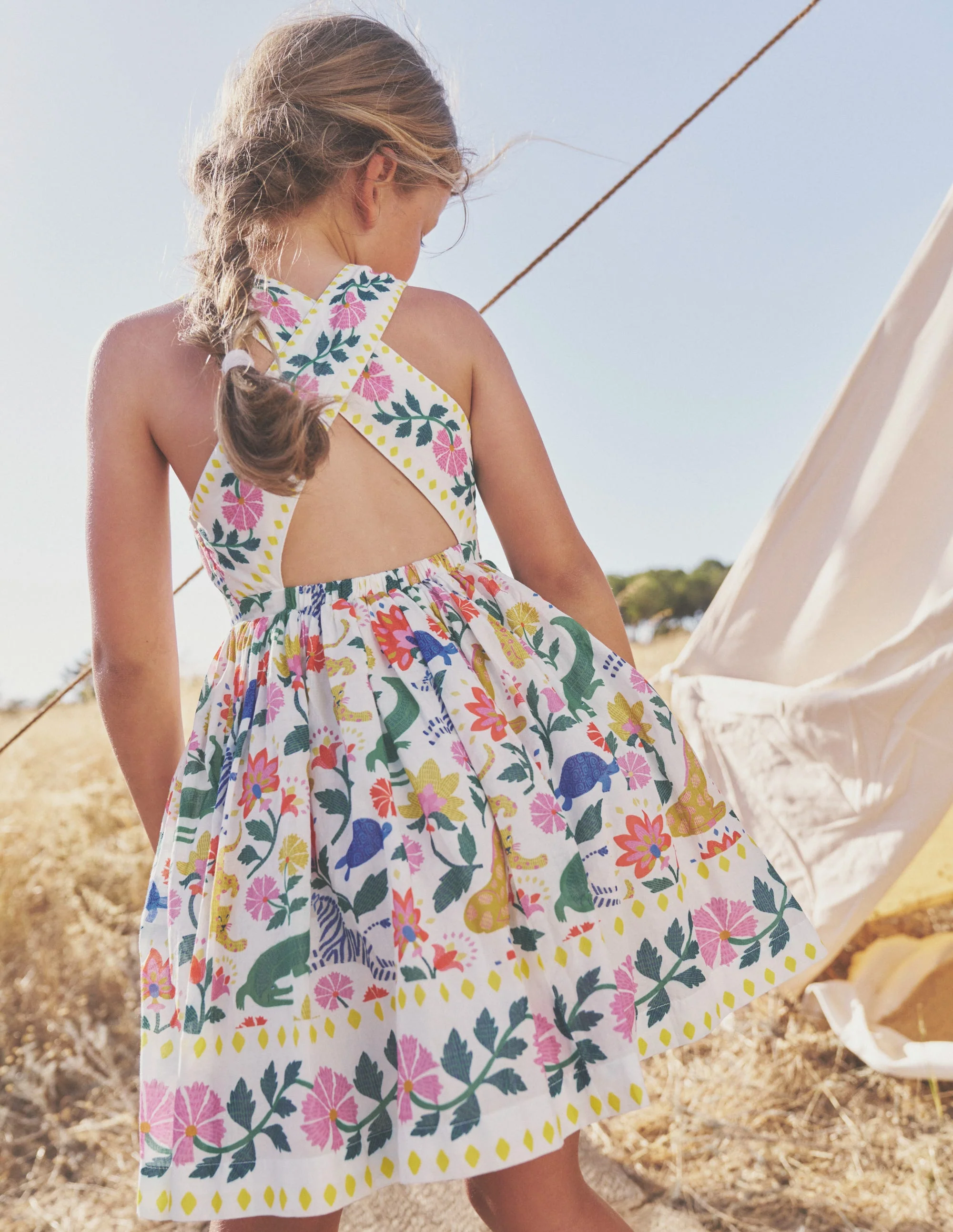 Kleid mit gekreuzten Rückenträgern-Bunt Safari Blumenmuster - Image 5