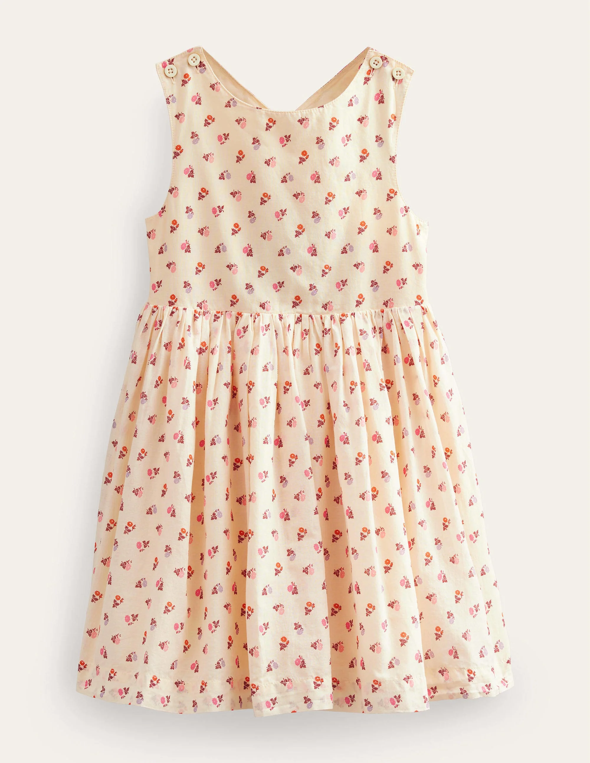 Kleid mit gekreuzten Rückenträgern-Hellgelb, Knospen