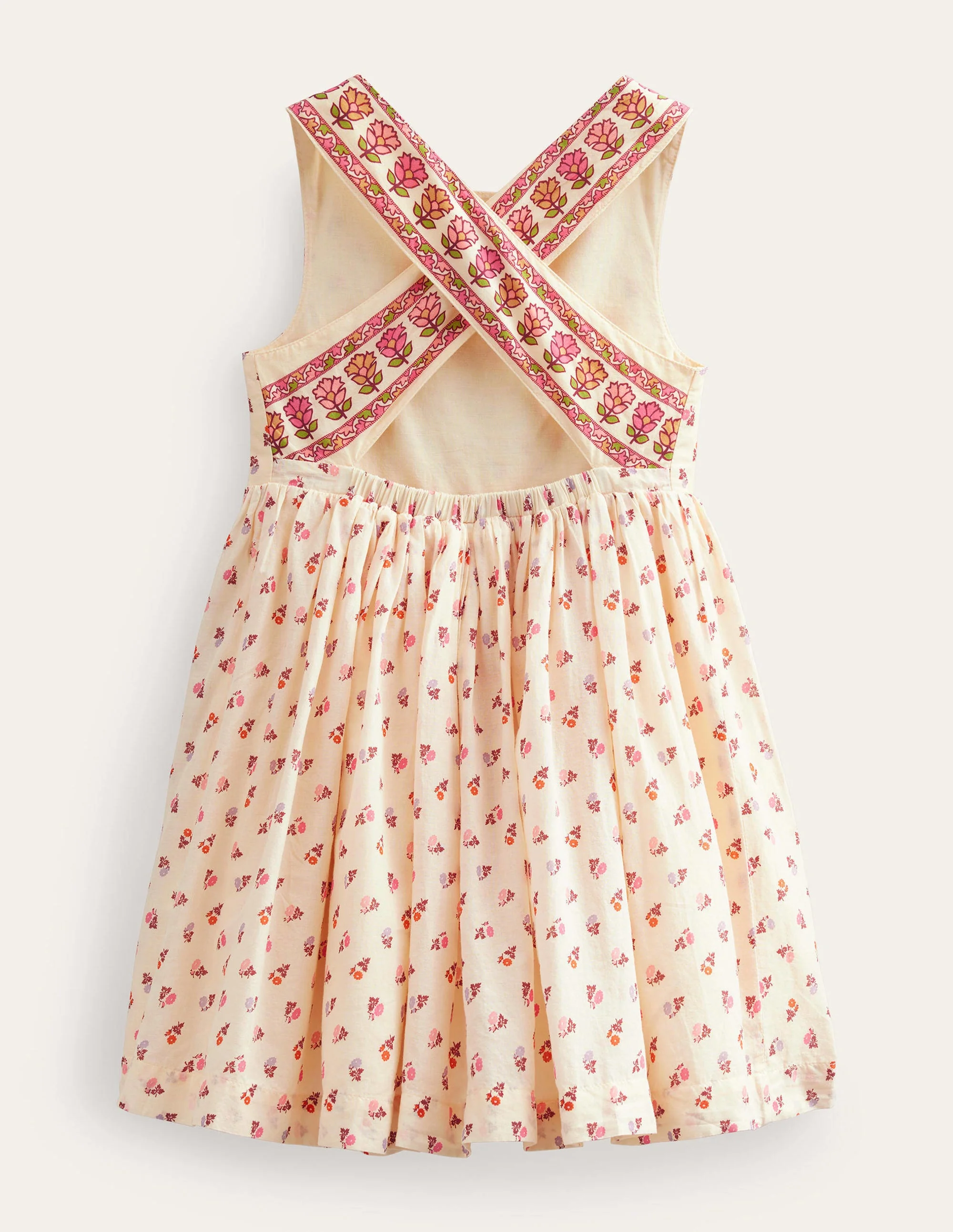 Kleid mit gekreuzten Rückenträgern-Hellgelb, Knospen - Image 2