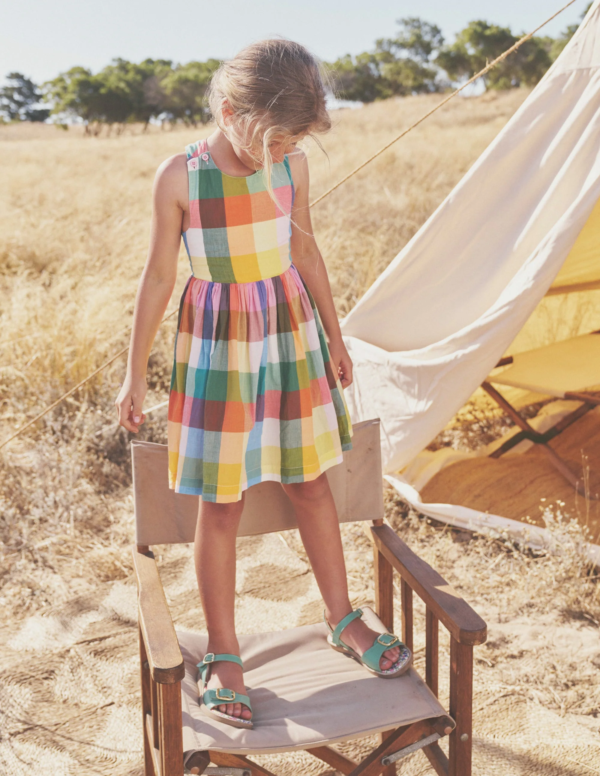Kleid mit gekreuzten Rückenträgern-Leuchtende Neonfarben Bunt Vichykaro - Image 11