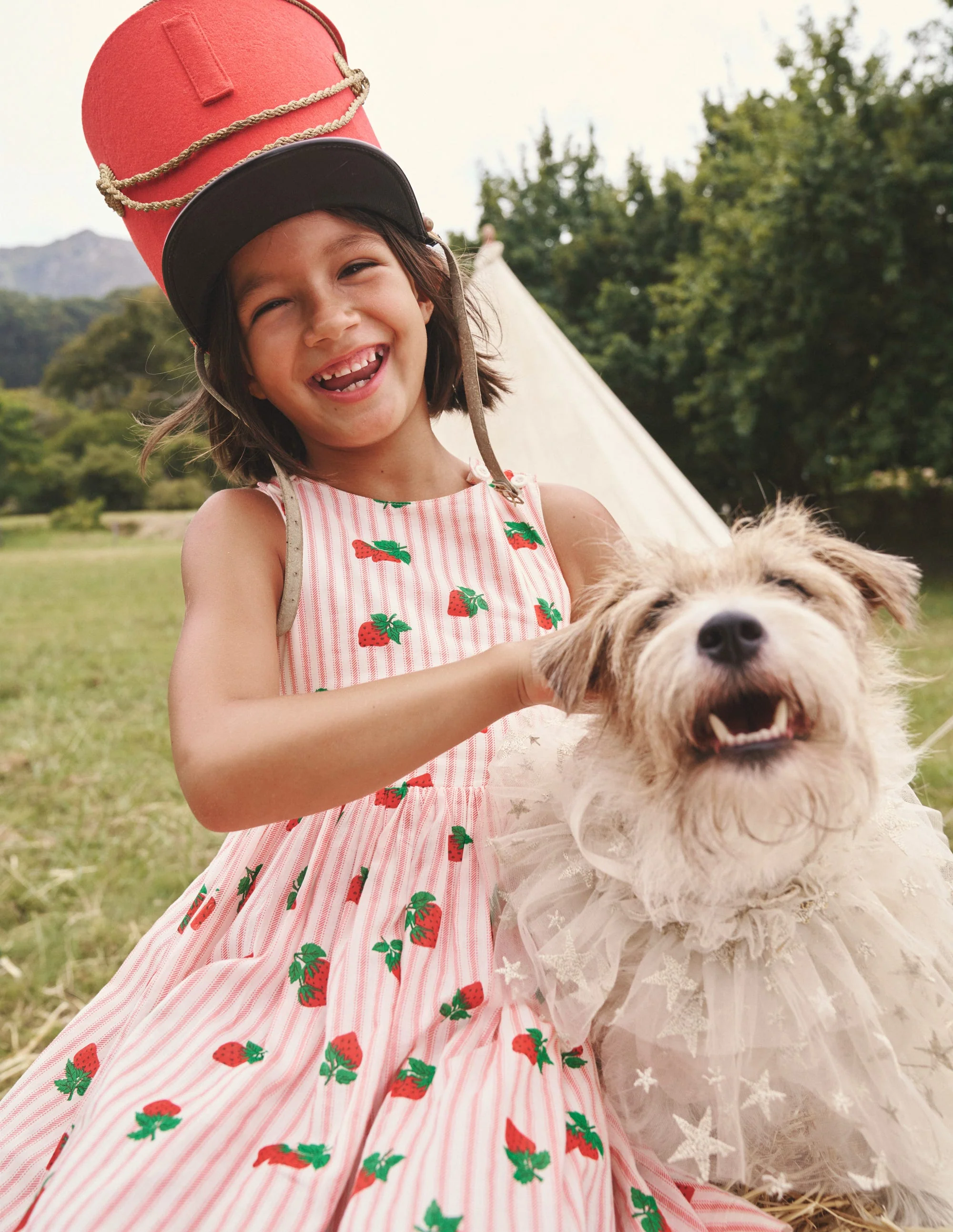 Kleid mit gekreuzten Rückenträgern-Vintage Streifen Erdbeeren - Image 4