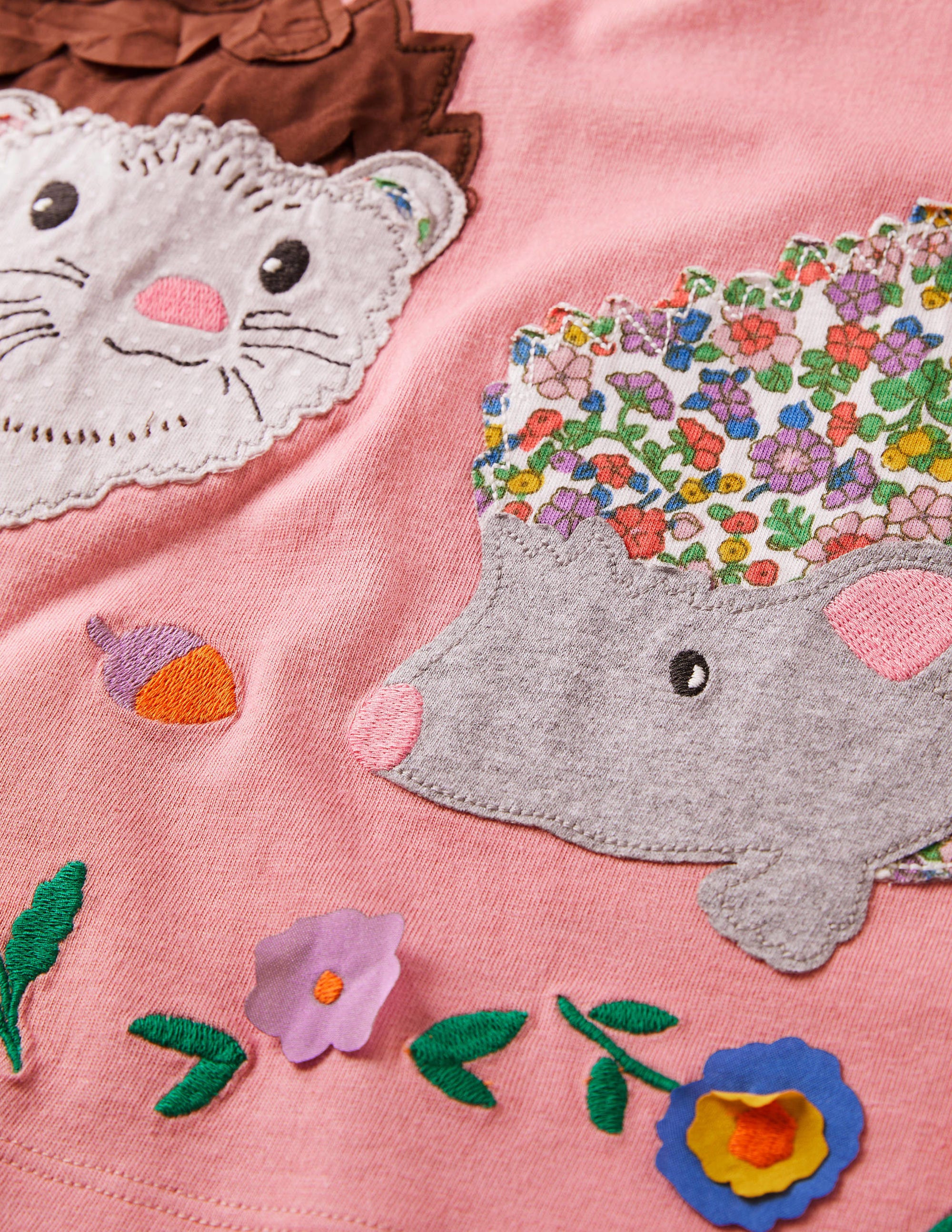 Kleid mit großer Applikation-Rosa, Igel - Image 3