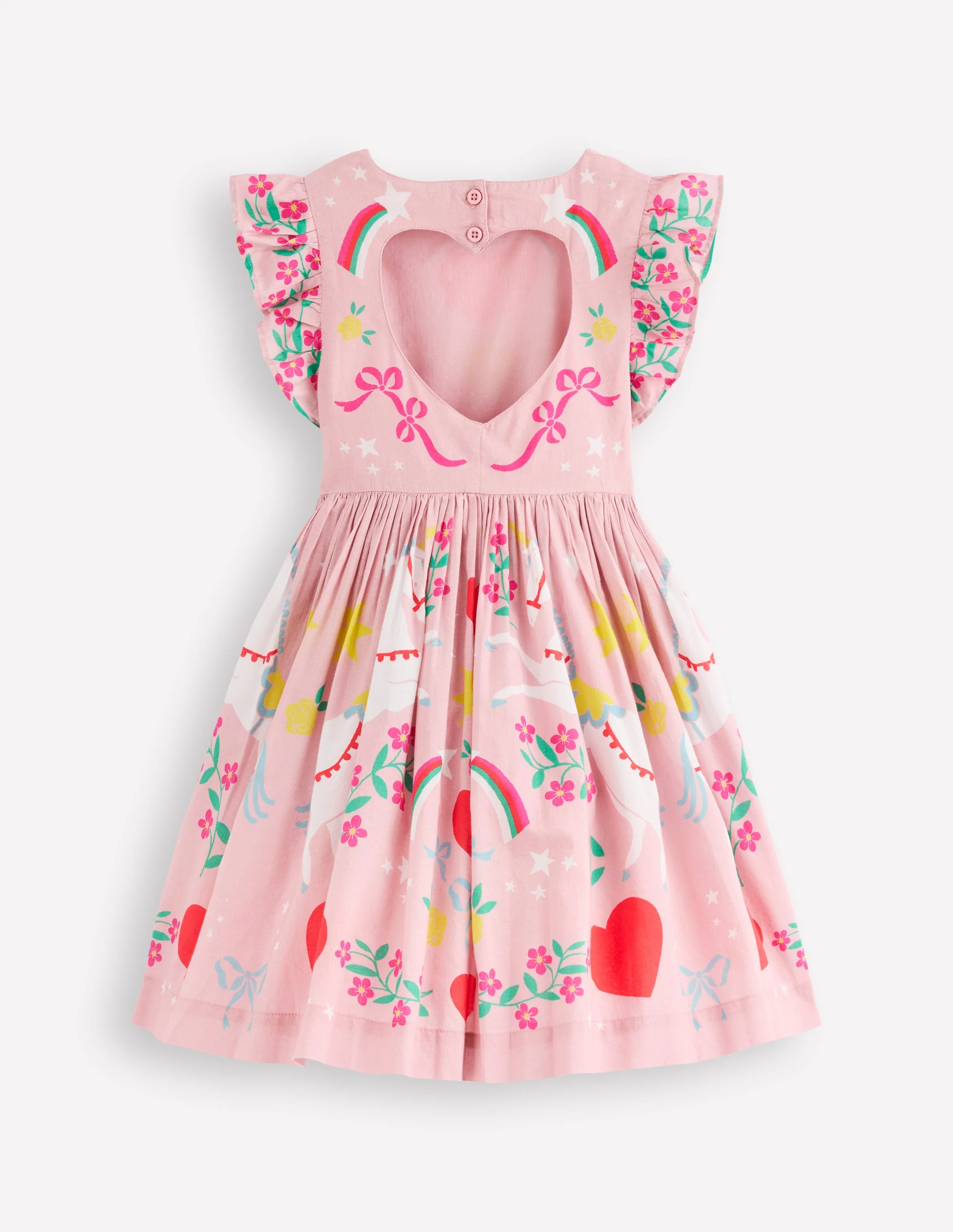 Kleid mit Herz-Cut-out am Rücken-Kaugummirosa Einhorn - Image 3