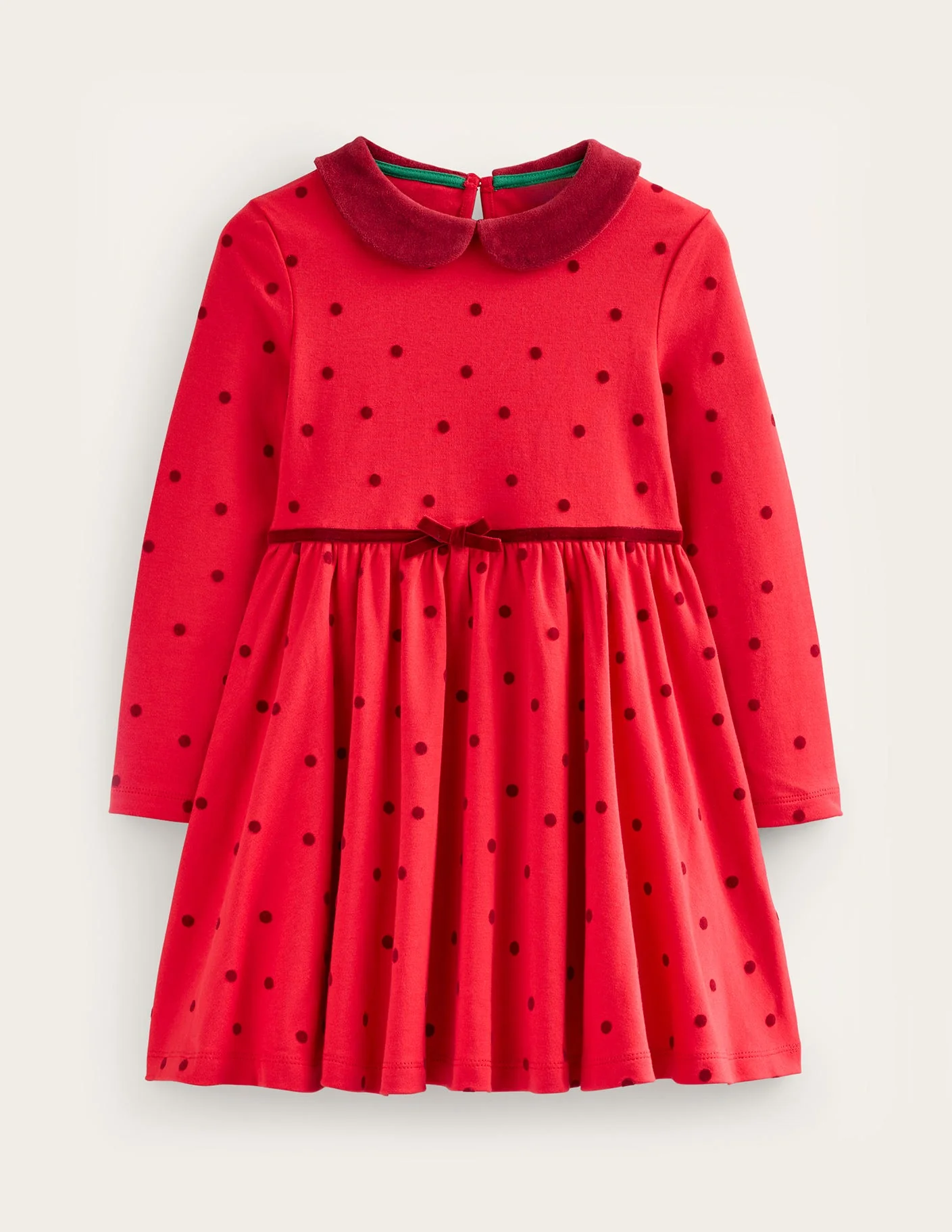 Kleid mit Kragen zum Herumwirbeln-Rockabilly-Rot Konfettipunkte