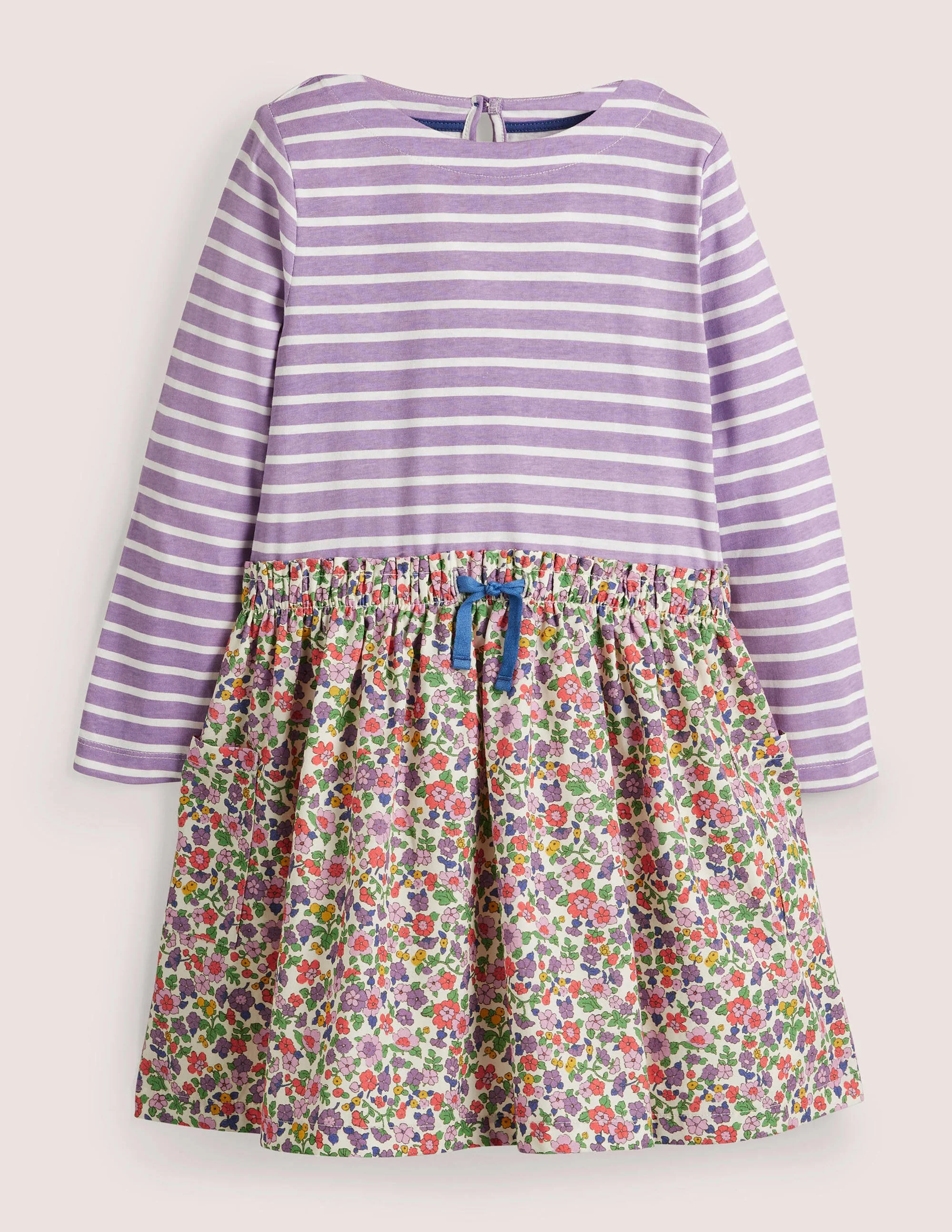 Kleid mit Mustermix-Asternviolett, Vintage-Blumenmuster