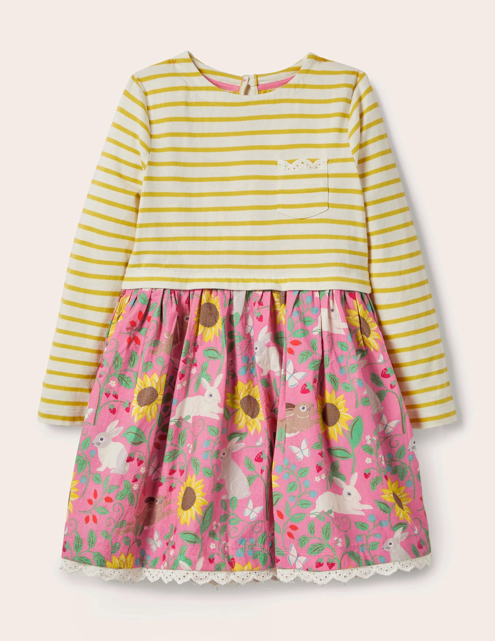 Kleid mit Mustermix-Hellrosa, Beerenmuster