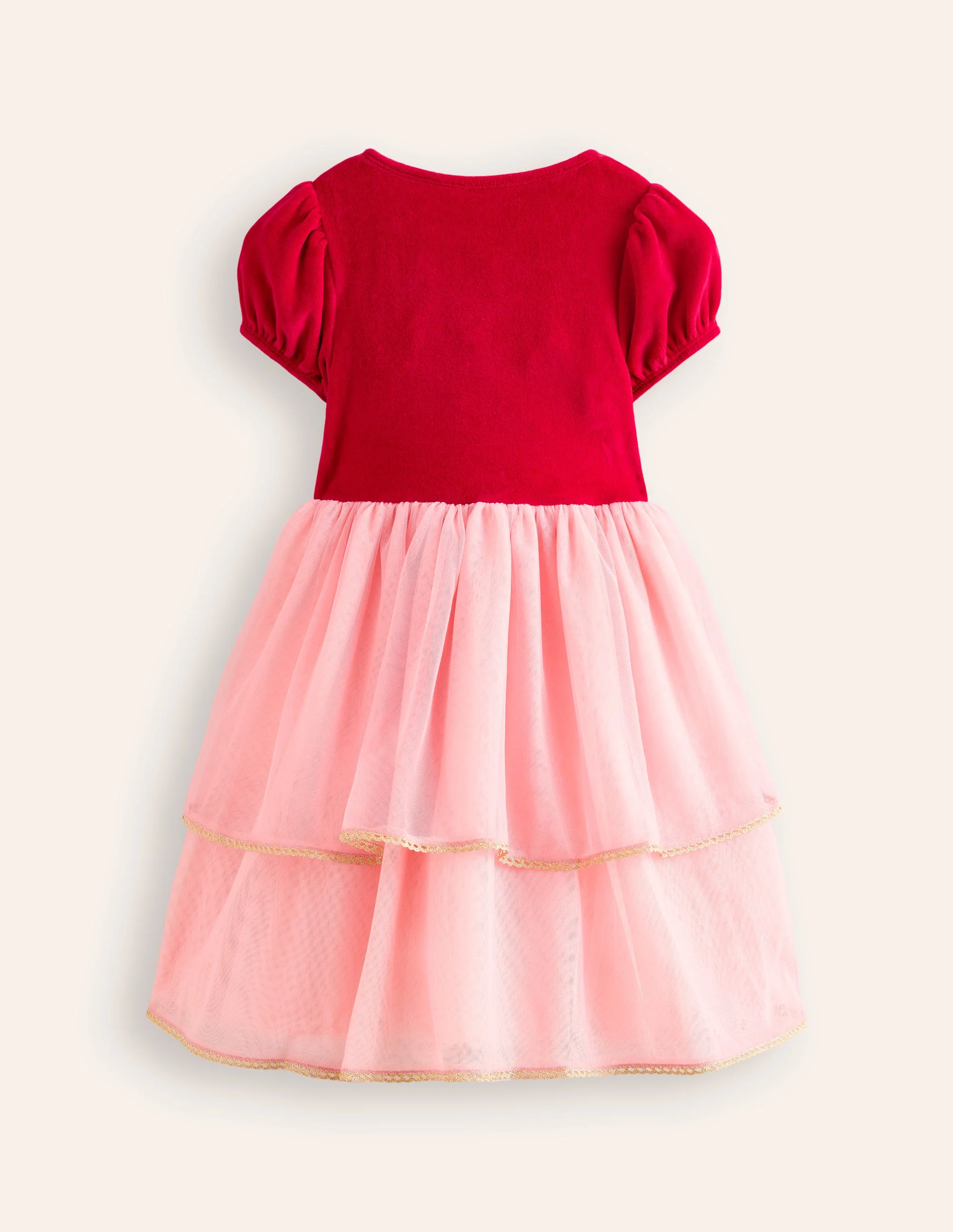 Kleid mit Nussknacker-Applikation-Karminrot/Mandelrosa - Image 2