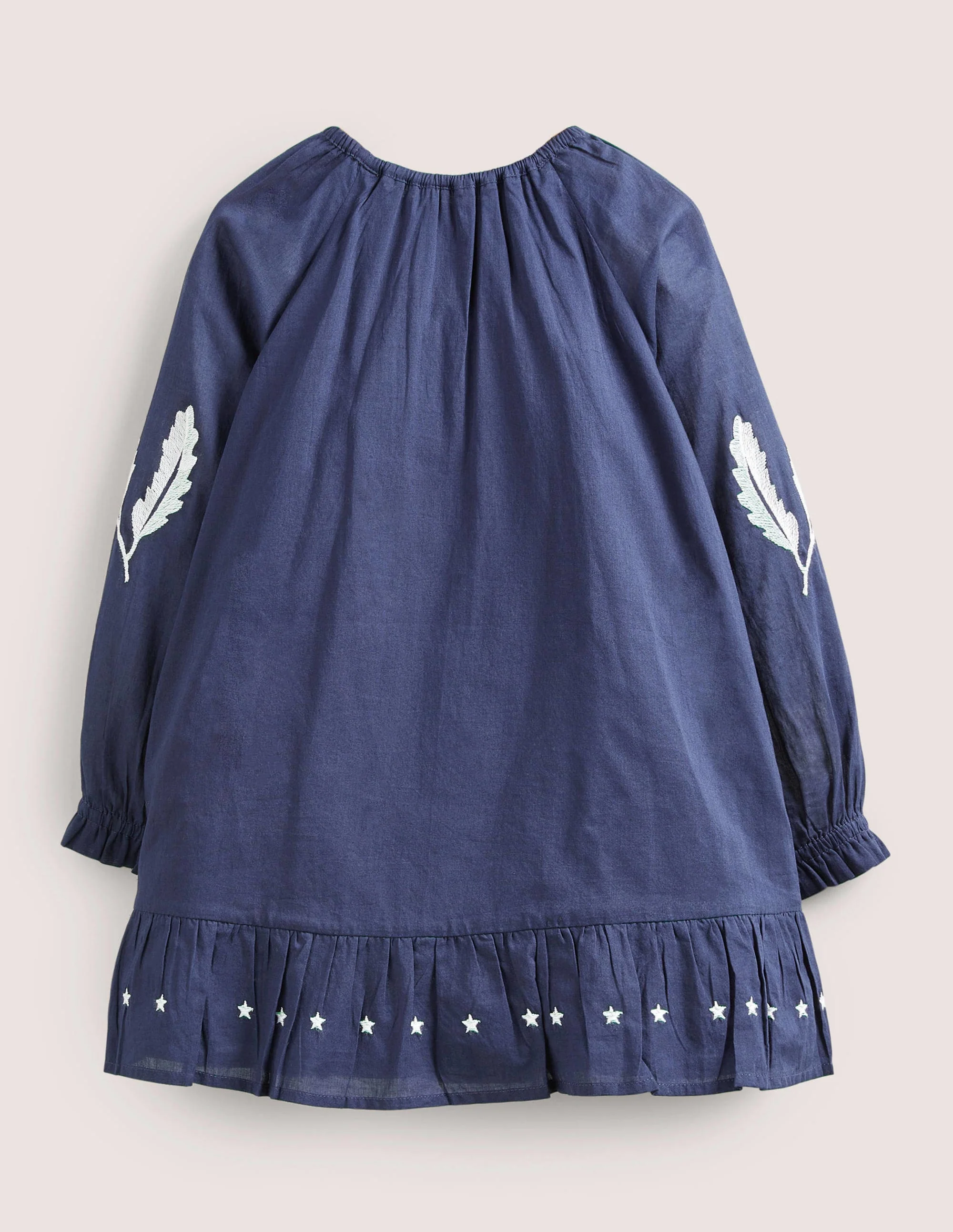 Kleid mit Puffärmeln und Stickerei-Schuluniform-Navy - Image 2
