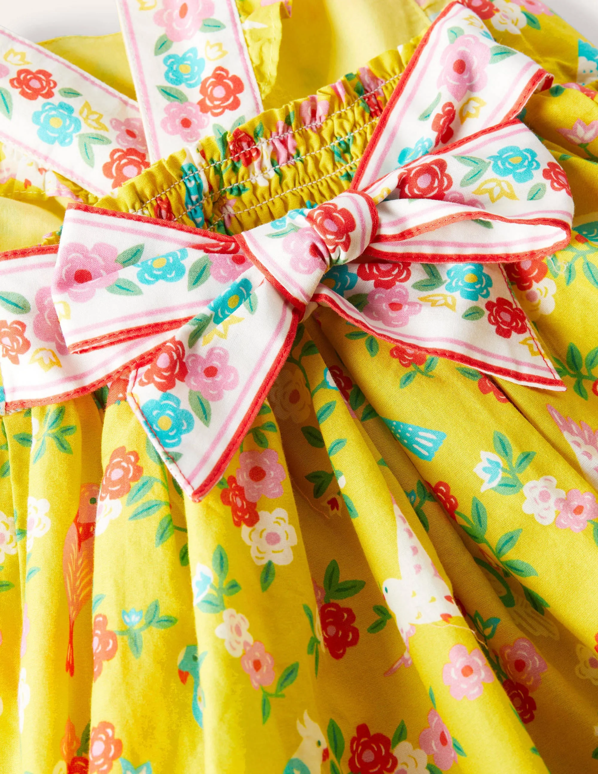 Kleid mit Rückenschleife-Maisgelb, Tropenmuster - Image 3