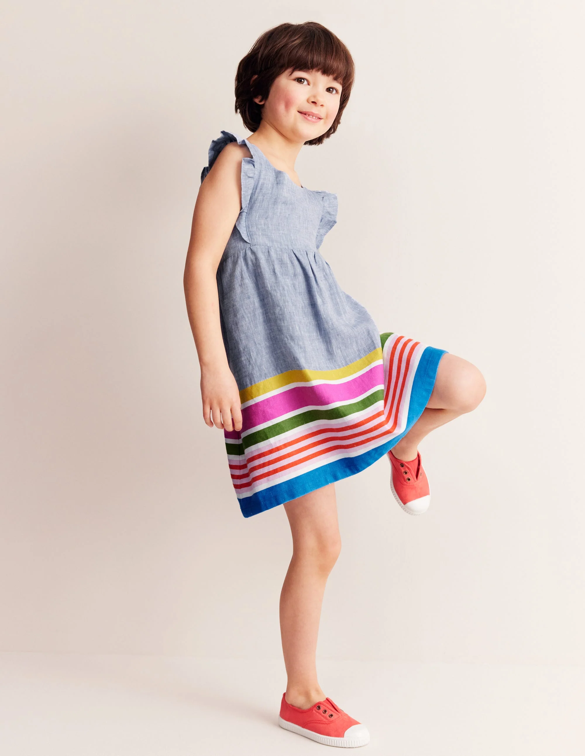 Kleid mit Schleife am Rücken-Fil à Fil Streifen