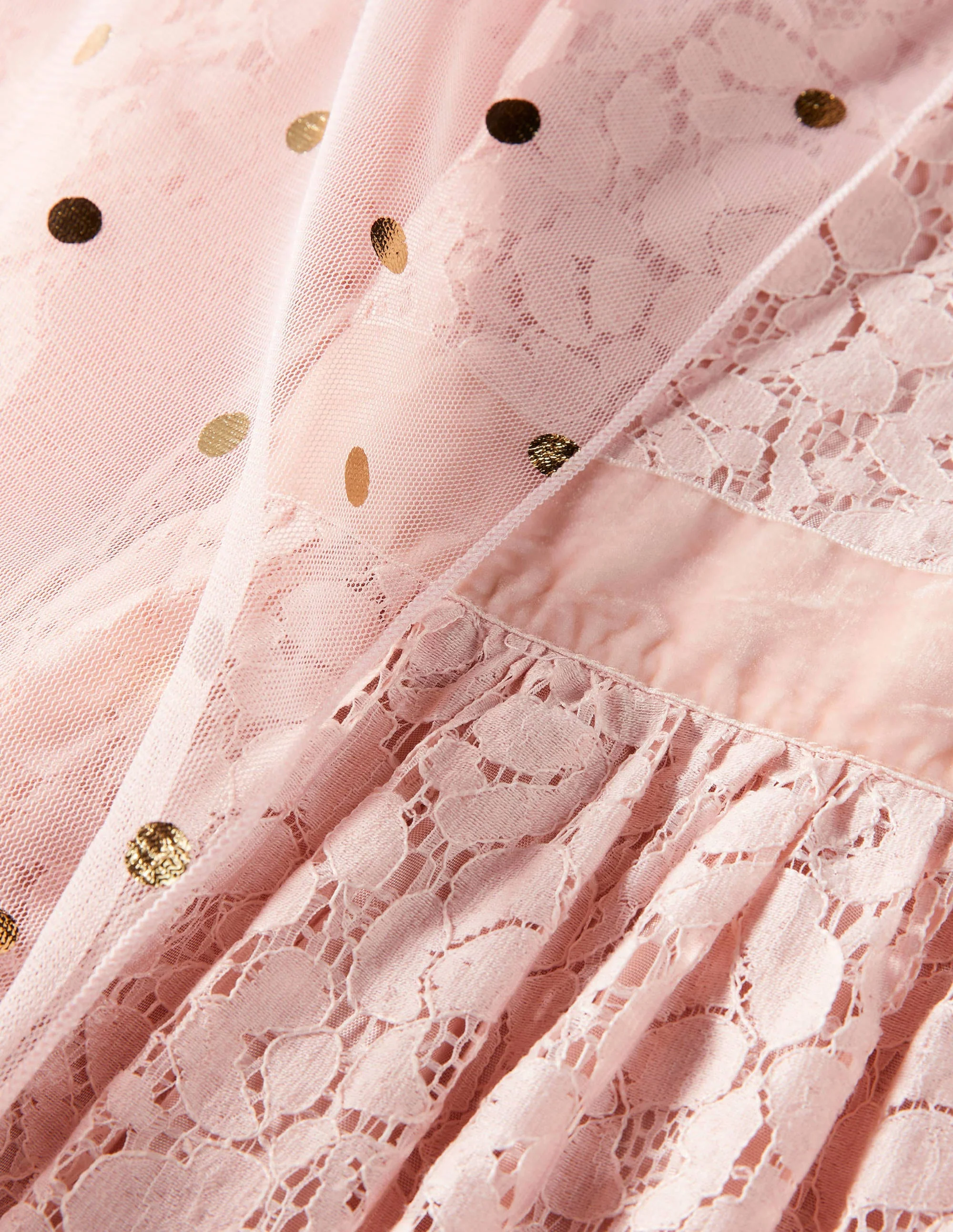Kleid mit Spitzencape-Provenzalisches Rosa/Gold, Folientupfen - Image 3