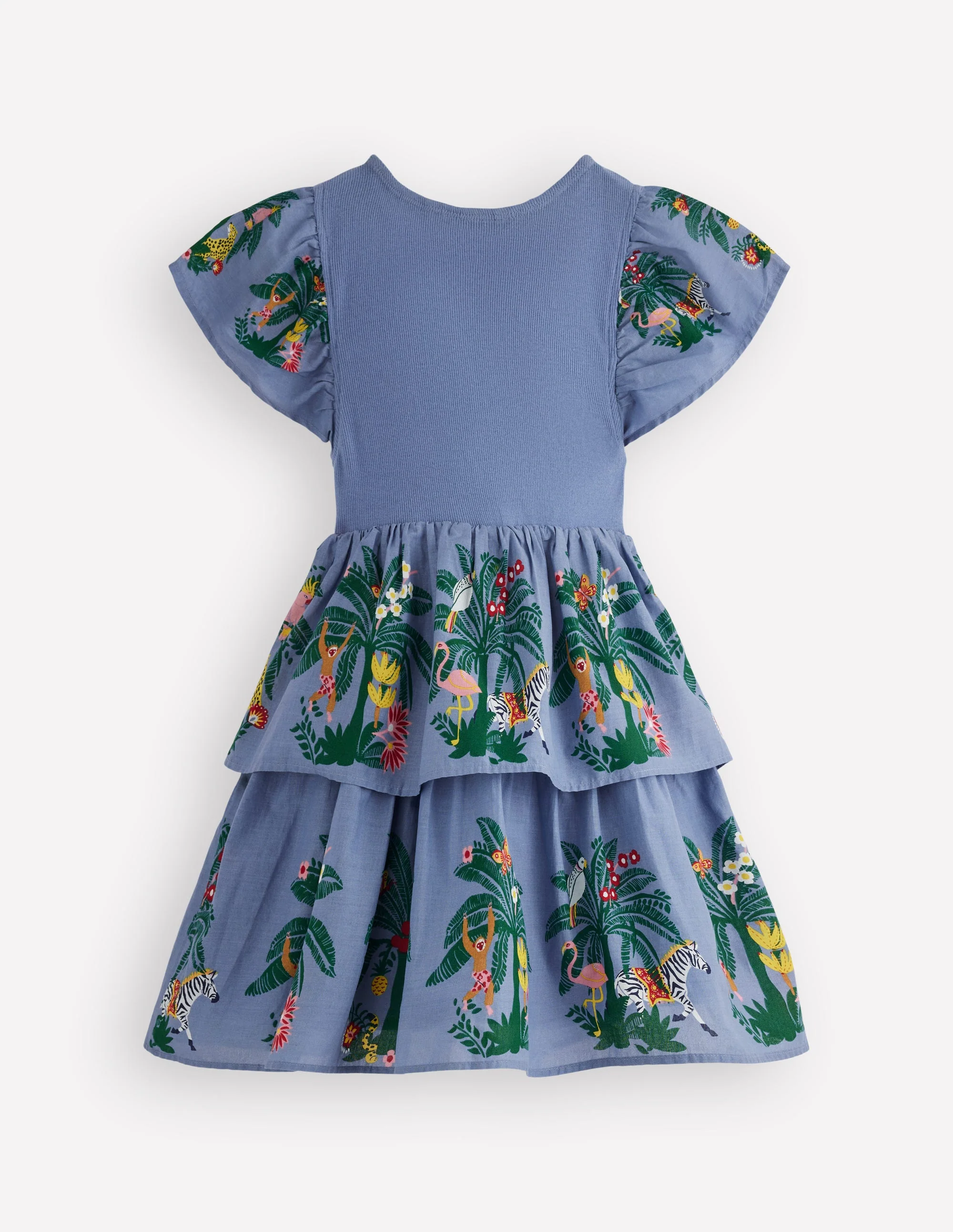 Kleid zum Herumwirbeln mit gewebten Elementen-Azurblau Dschungel-Spalier - Image 3