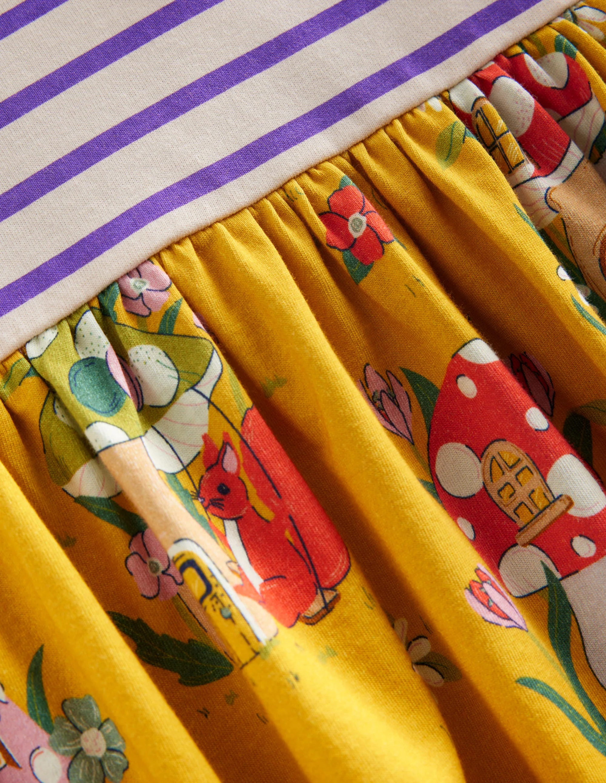 Kuddelmuddel Jersey-Kleid-Honigfarben Fliegenpilz-Dorf - Image 3