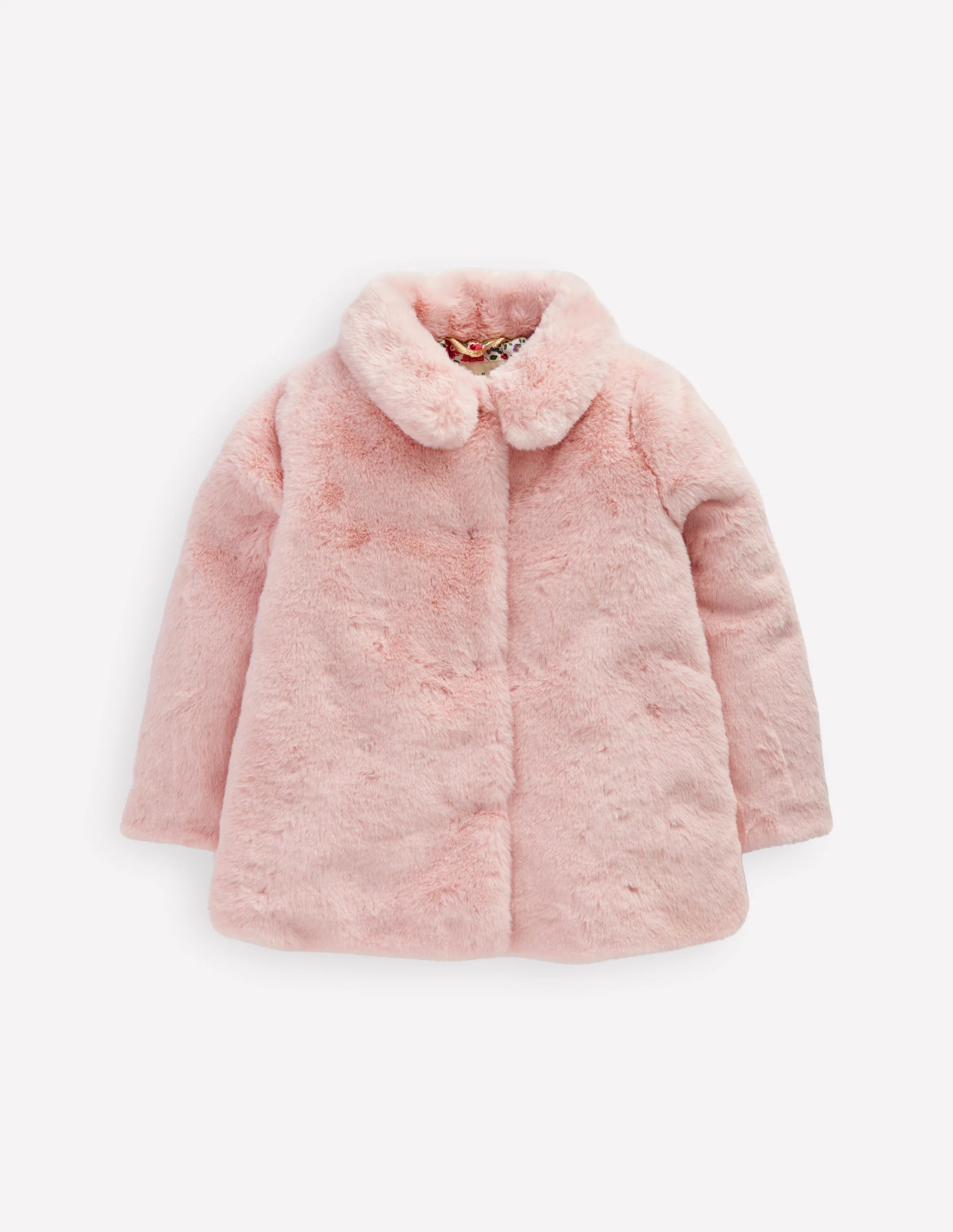 Kunstfellmantel mit Kragen-ROSA
