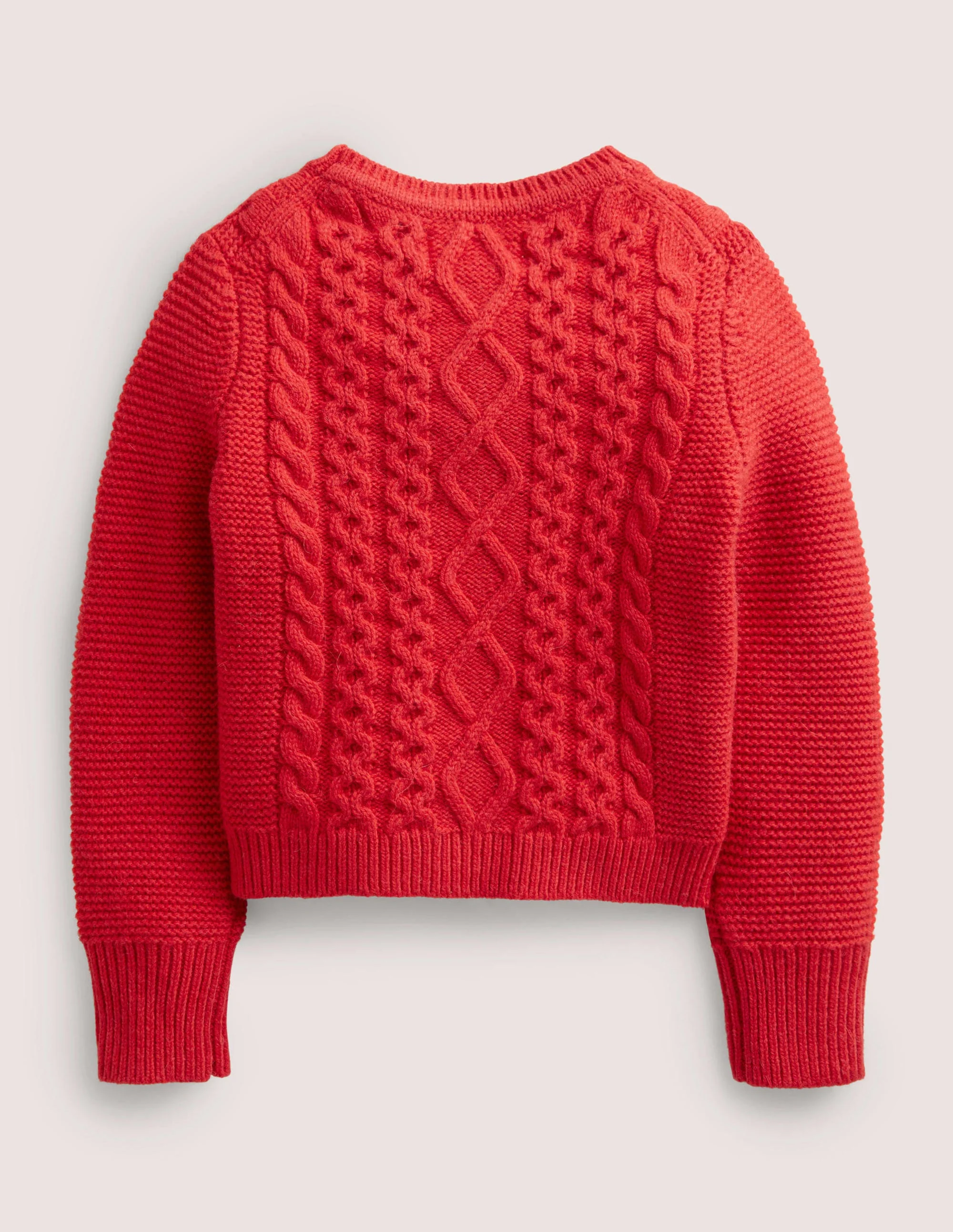 Kurz geschnittener Pullover mit Zopfmuster-Rockabilly-Rot - Image 2