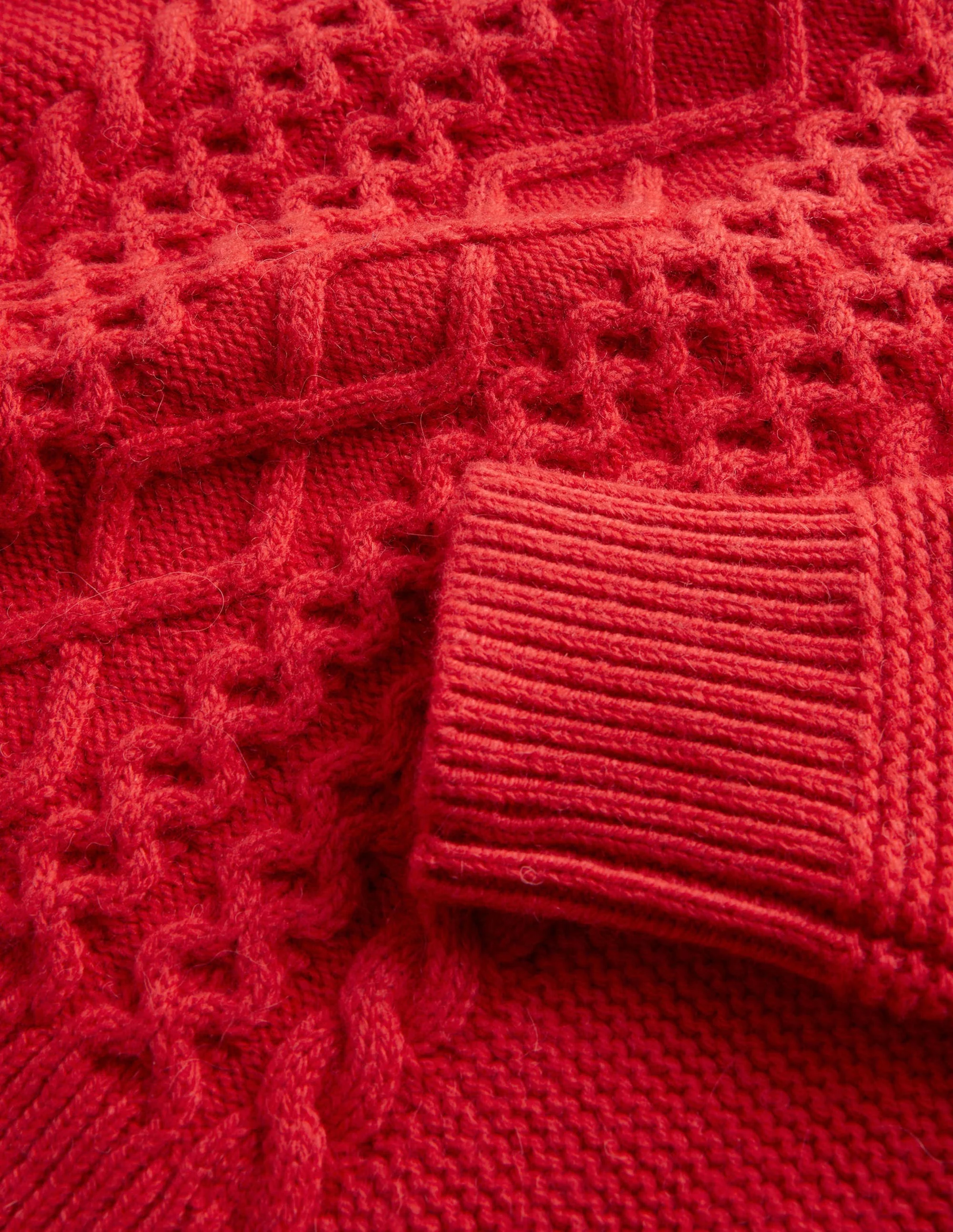 Kurz geschnittener Pullover mit Zopfmuster-Rockabilly-Rot - Image 3