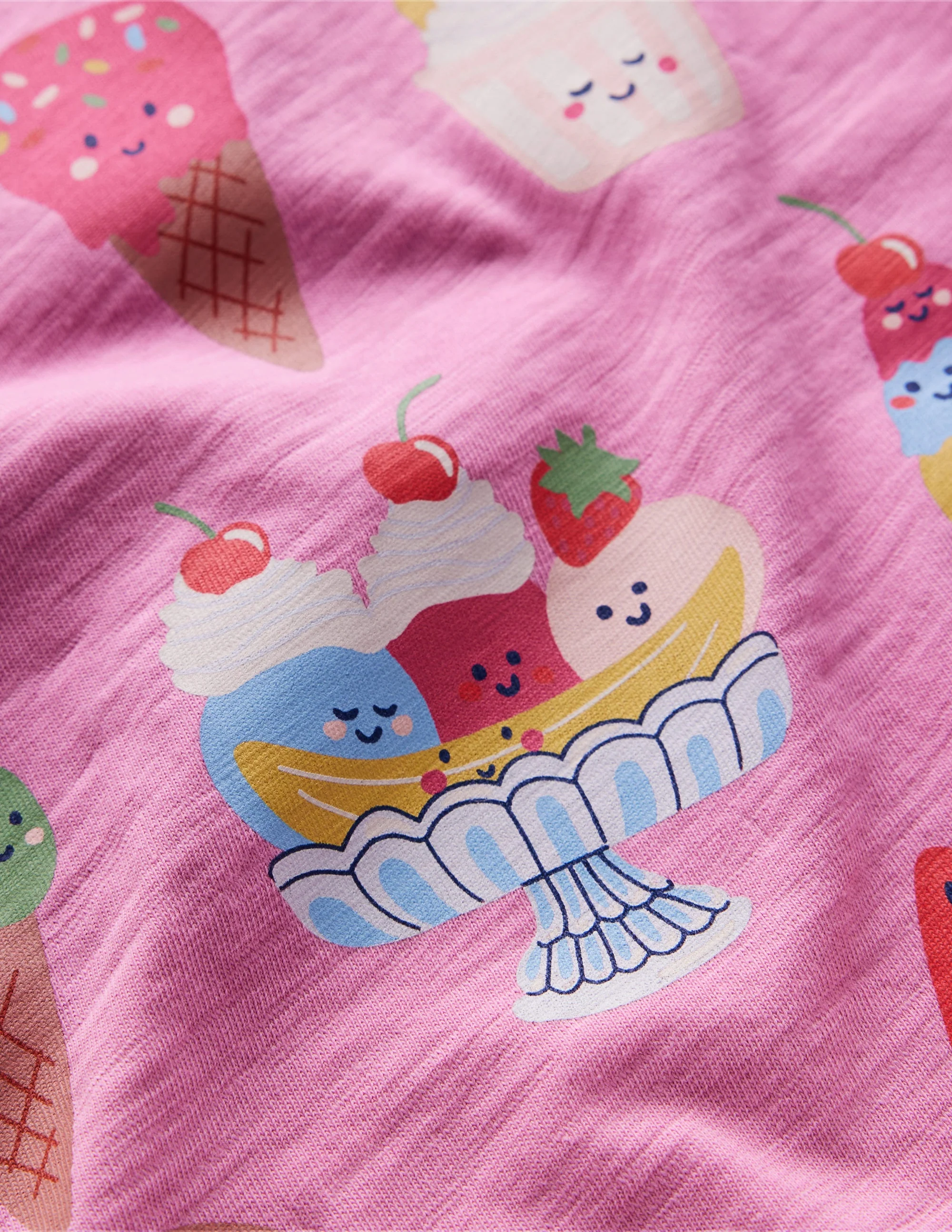 Kurzärmeliges Oberteil mit Rüschen und Logo-Kreiderosa Eiscreme - Image 3