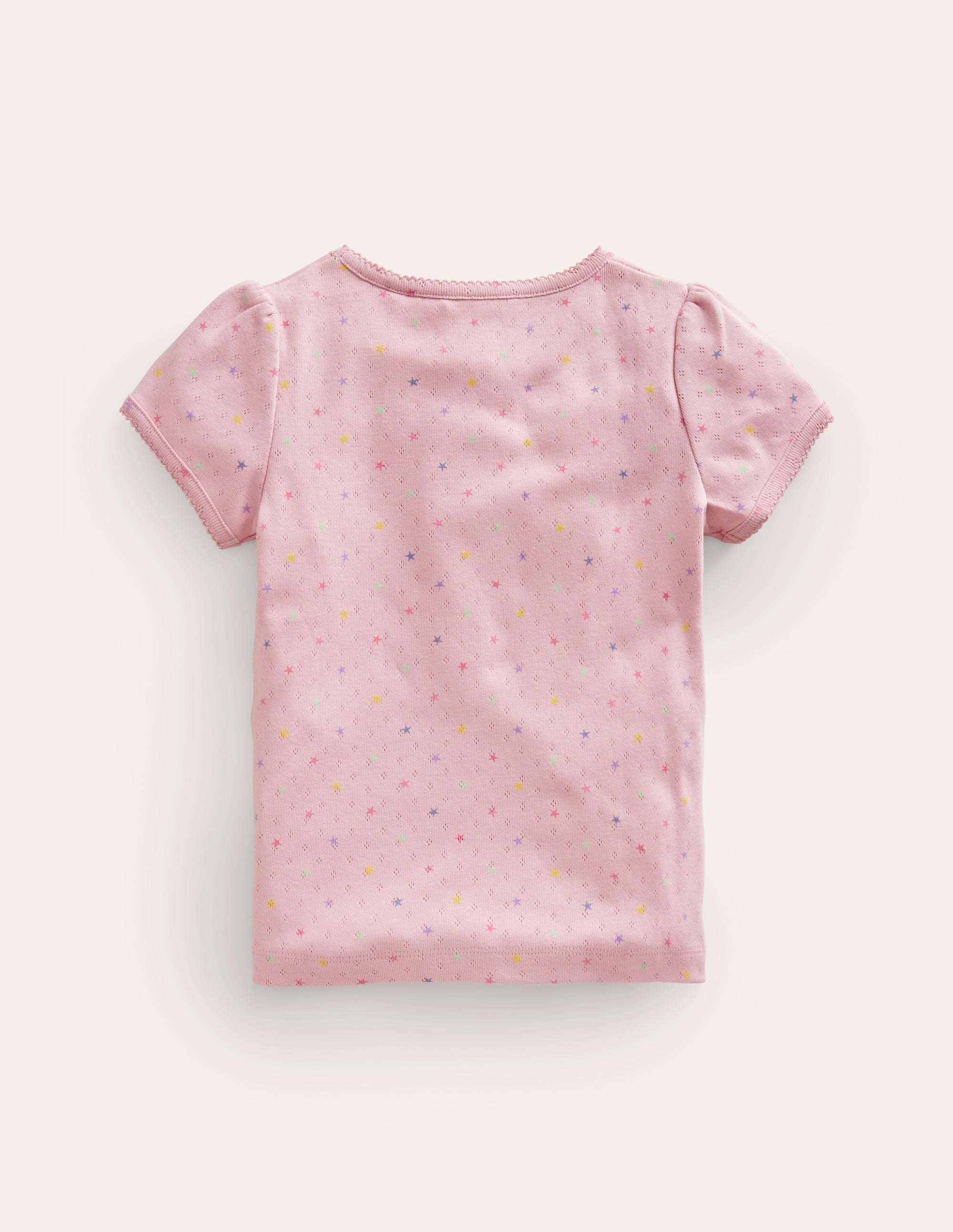 Kurzärmeliges Pointelle-Oberteil-Französisch-Rosa Sterne - Image 2