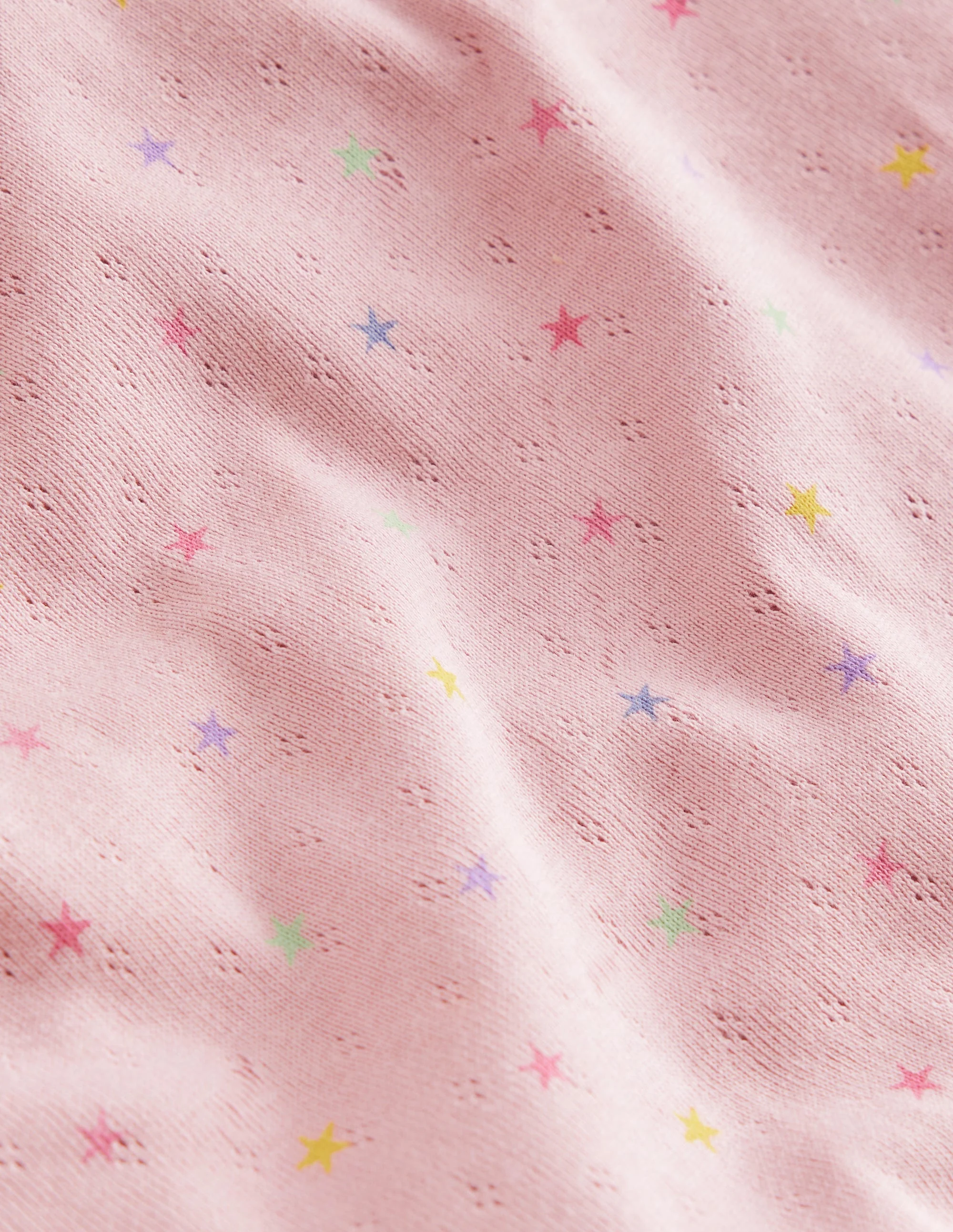 Kurzärmeliges Pointelle-Oberteil-Französisch-Rosa Sterne - Image 3