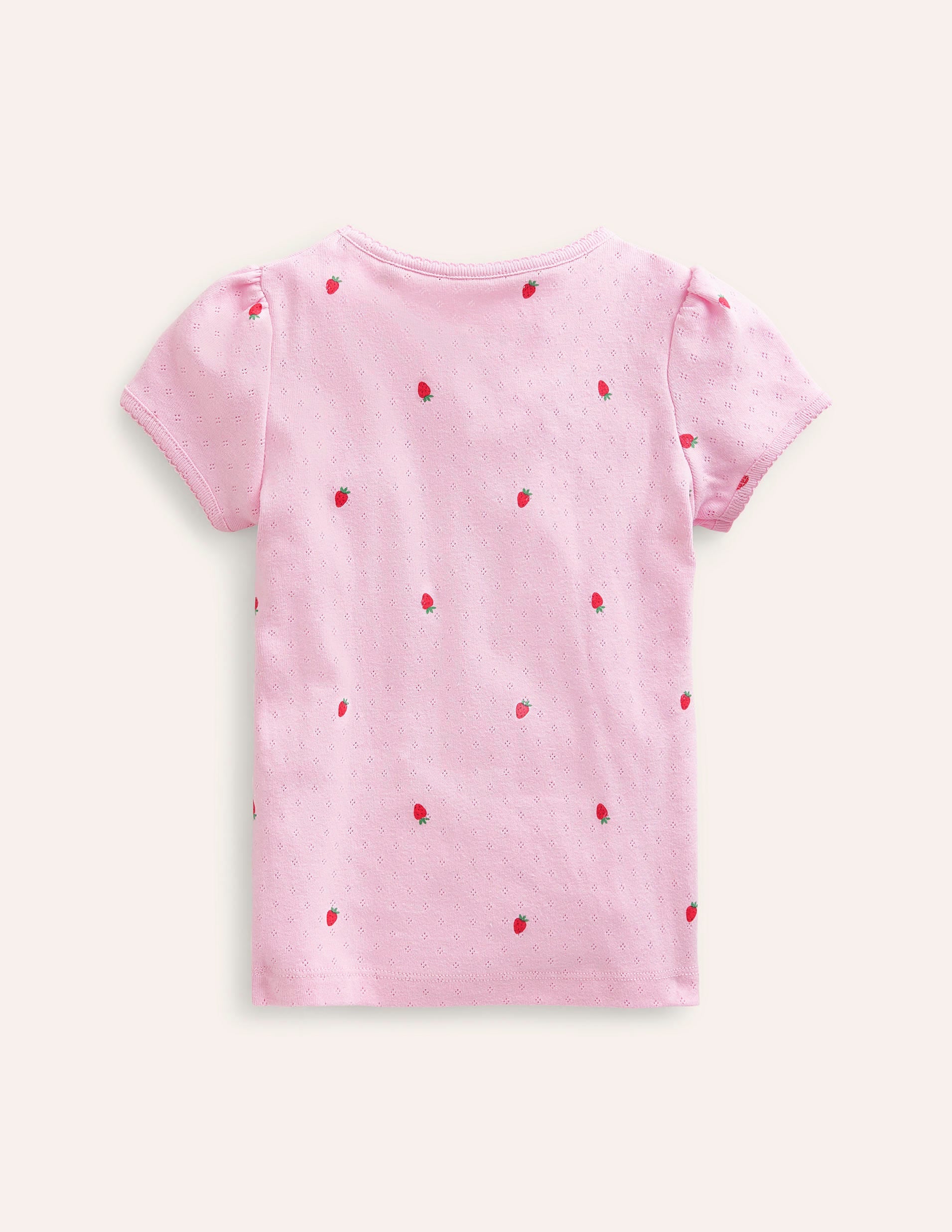 Kurzärmeliges Pointelle-Oberteil-Zuckererbsen Rosa Erdbeeren - Image 2