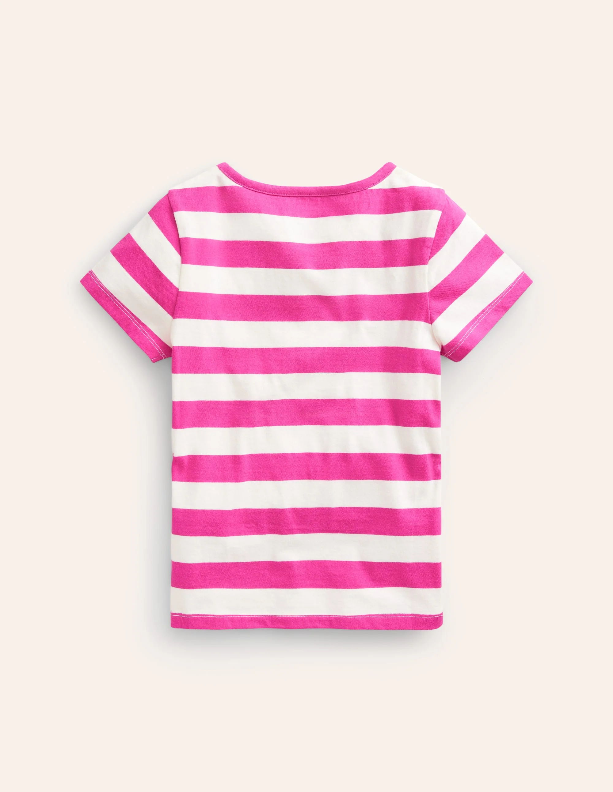 Kurzärmeliges T-Shirt mit Applikation-Rosa/Naturweiß Luchs - Image 3