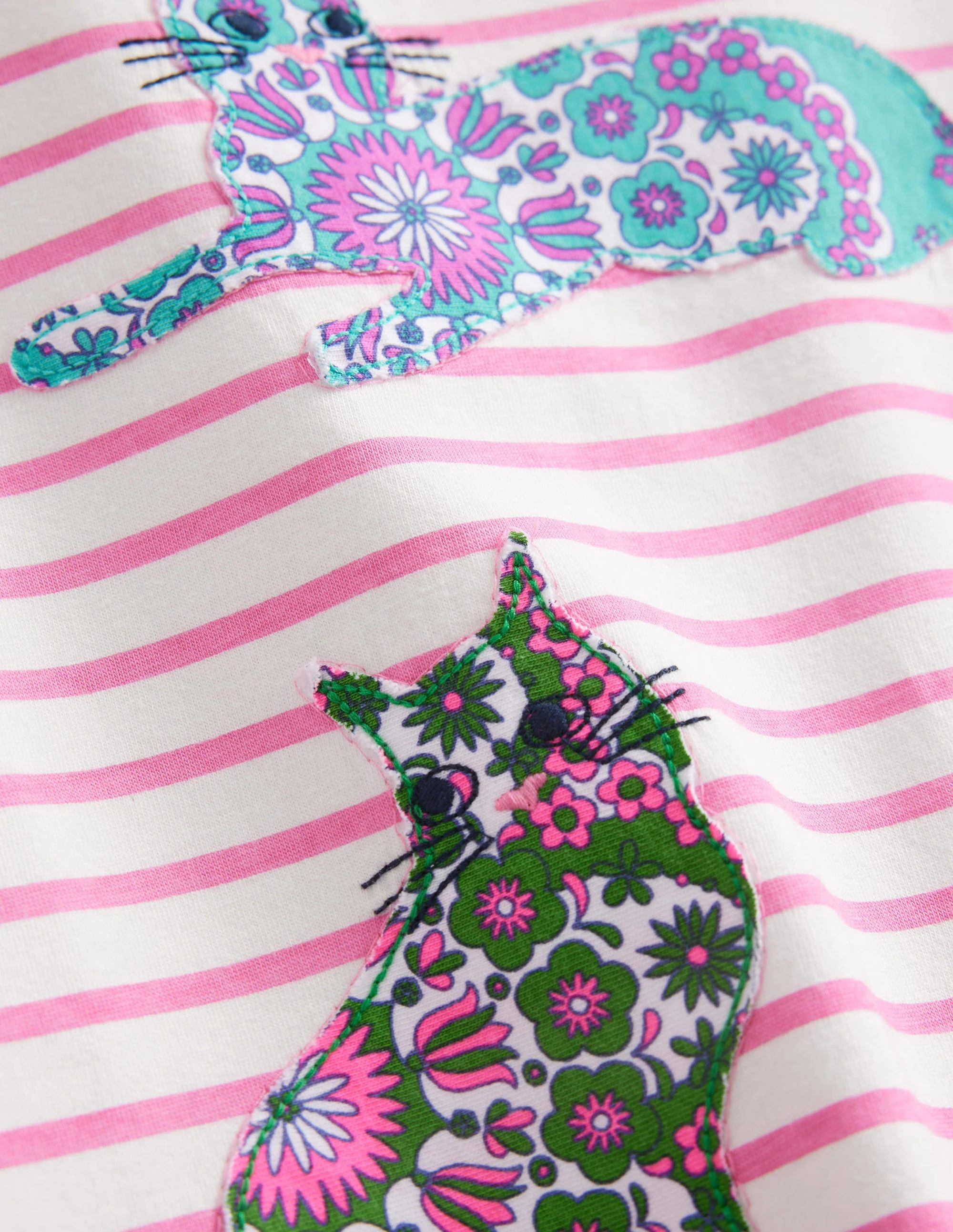 Kurzärmlige Tunika mit Applikation-Naturweiß/Helles Blütenrosa - Image 3