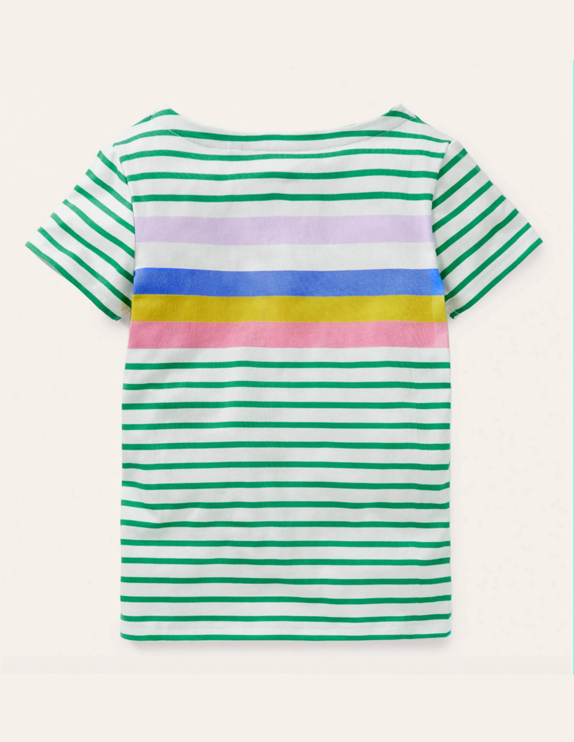 Kurzärmliges Bretonshirt-Baumgrün/Flieder, Regenbogen - Image 2