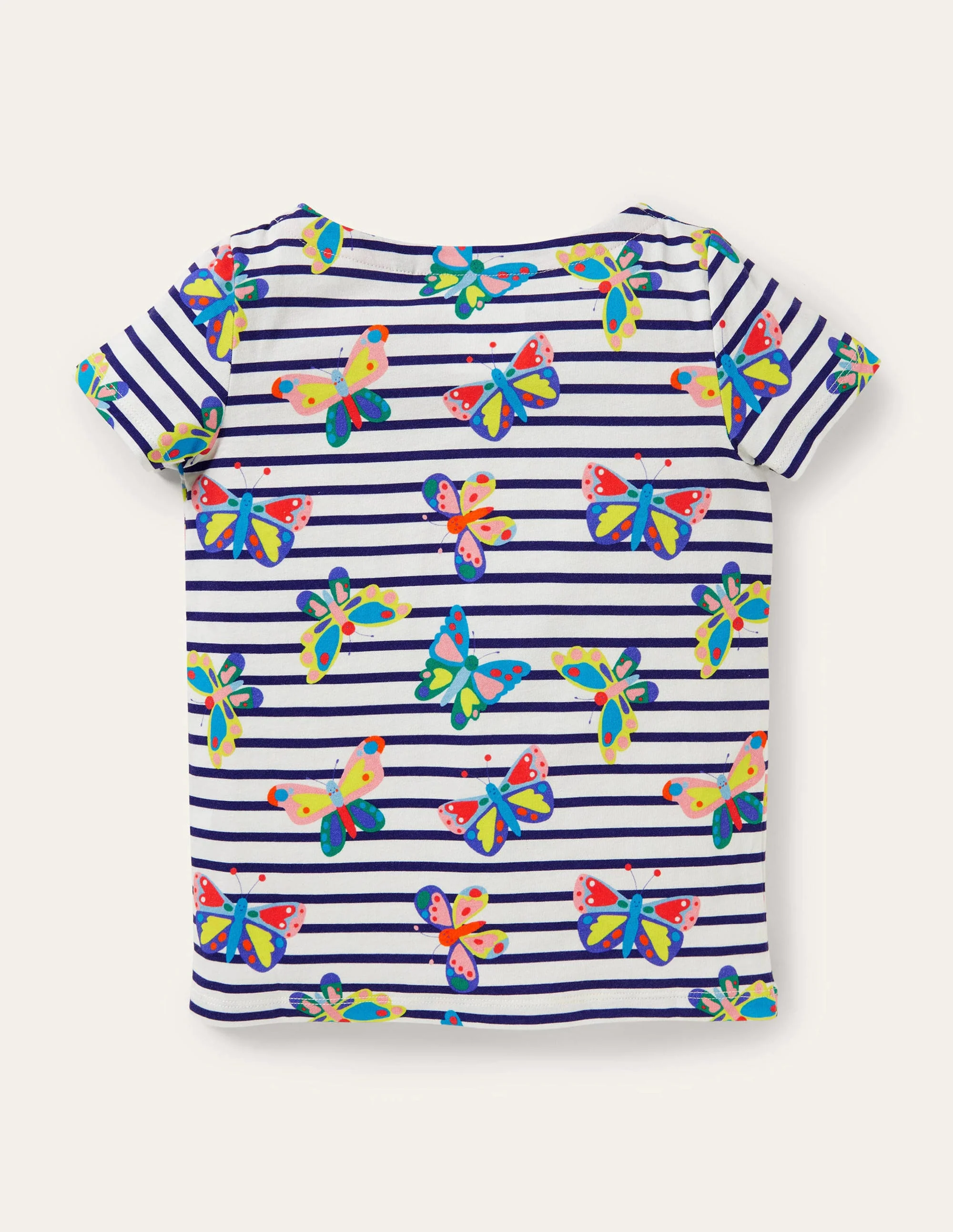 Kurzärmliges Bretonshirt-Bunt, Schmetterlinge/Gestreift - Image 2