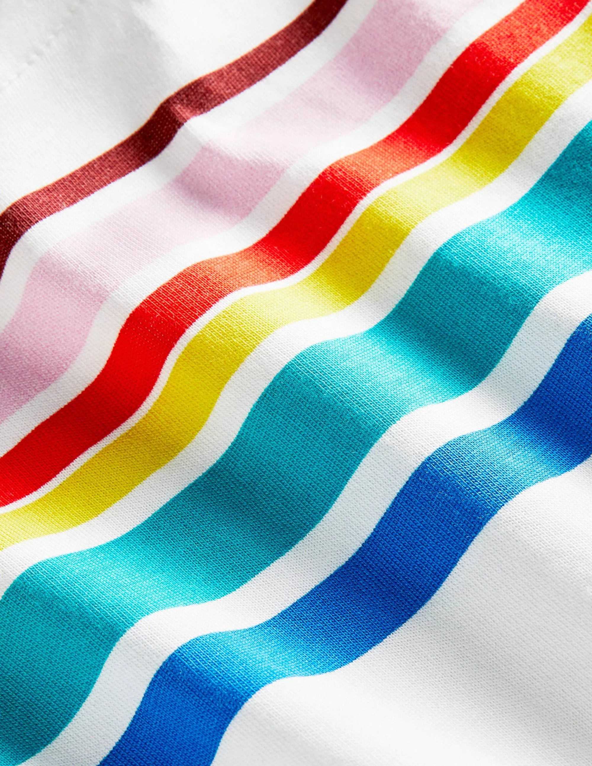 Kurzärmliges Bretonshirt-Naturweiß, Regenbogen - Image 3