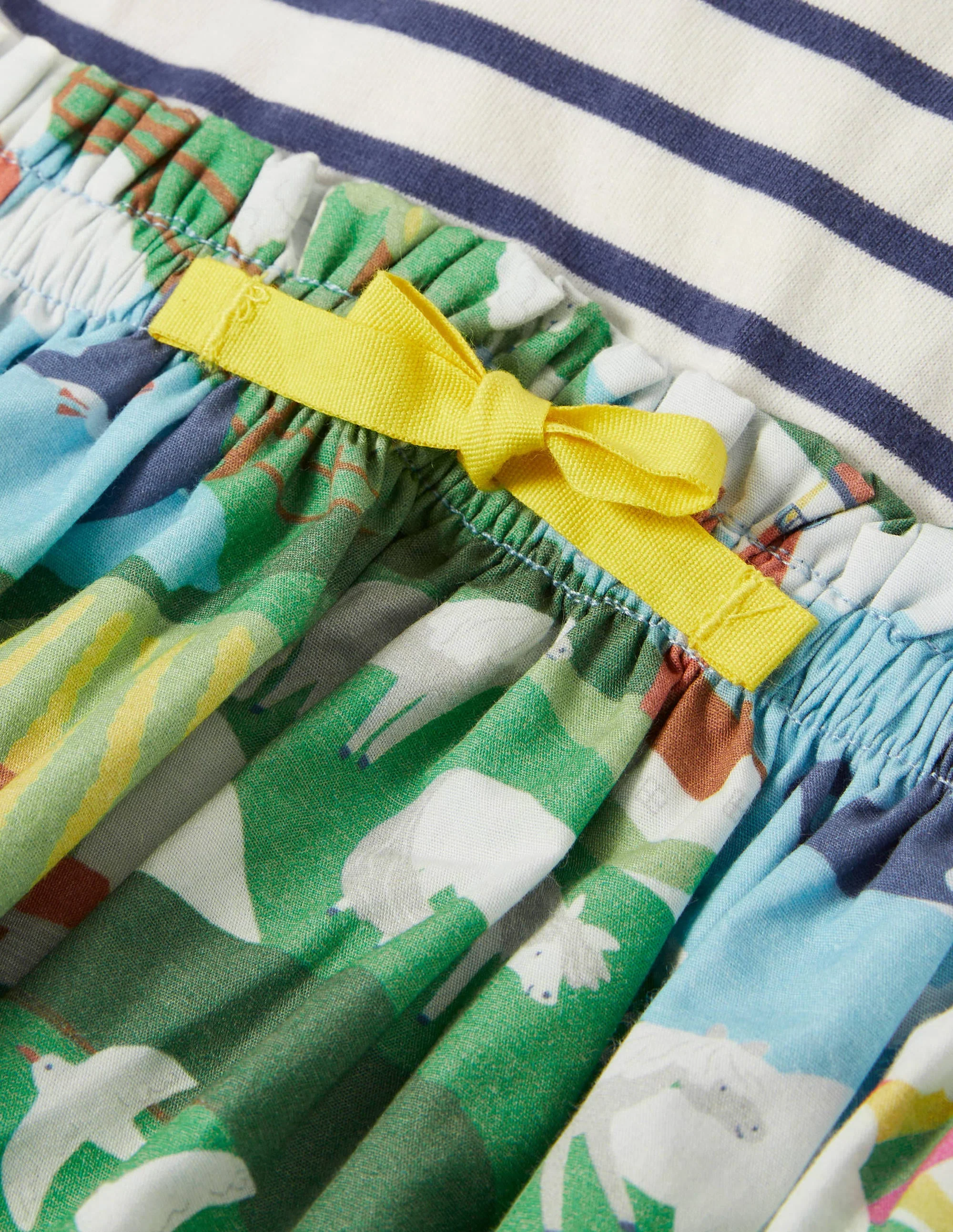 Kurzärmliges Kleid mit Mustermix-Naturweiß/Segelblau, Szenenmotiv - Image 3