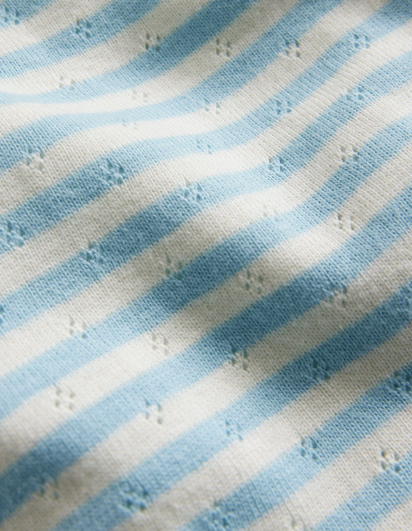 Kurzärmliges Pointelle-Oberteil-Helles Himmelblau/Sanftes Naturweiß - Image 3